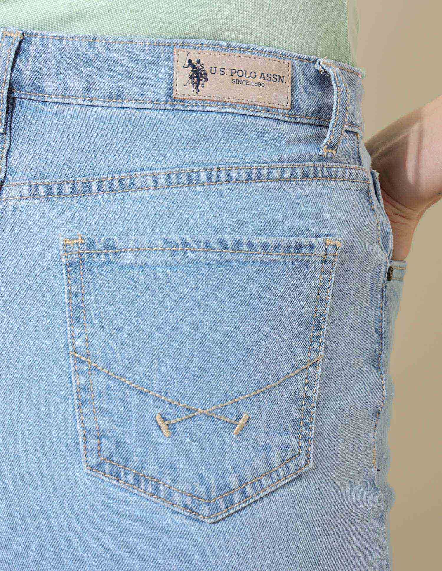 High Rise Wide Leg Comfort Stretch Jeans Light Blue - U.S. Polo Assn. India | Large