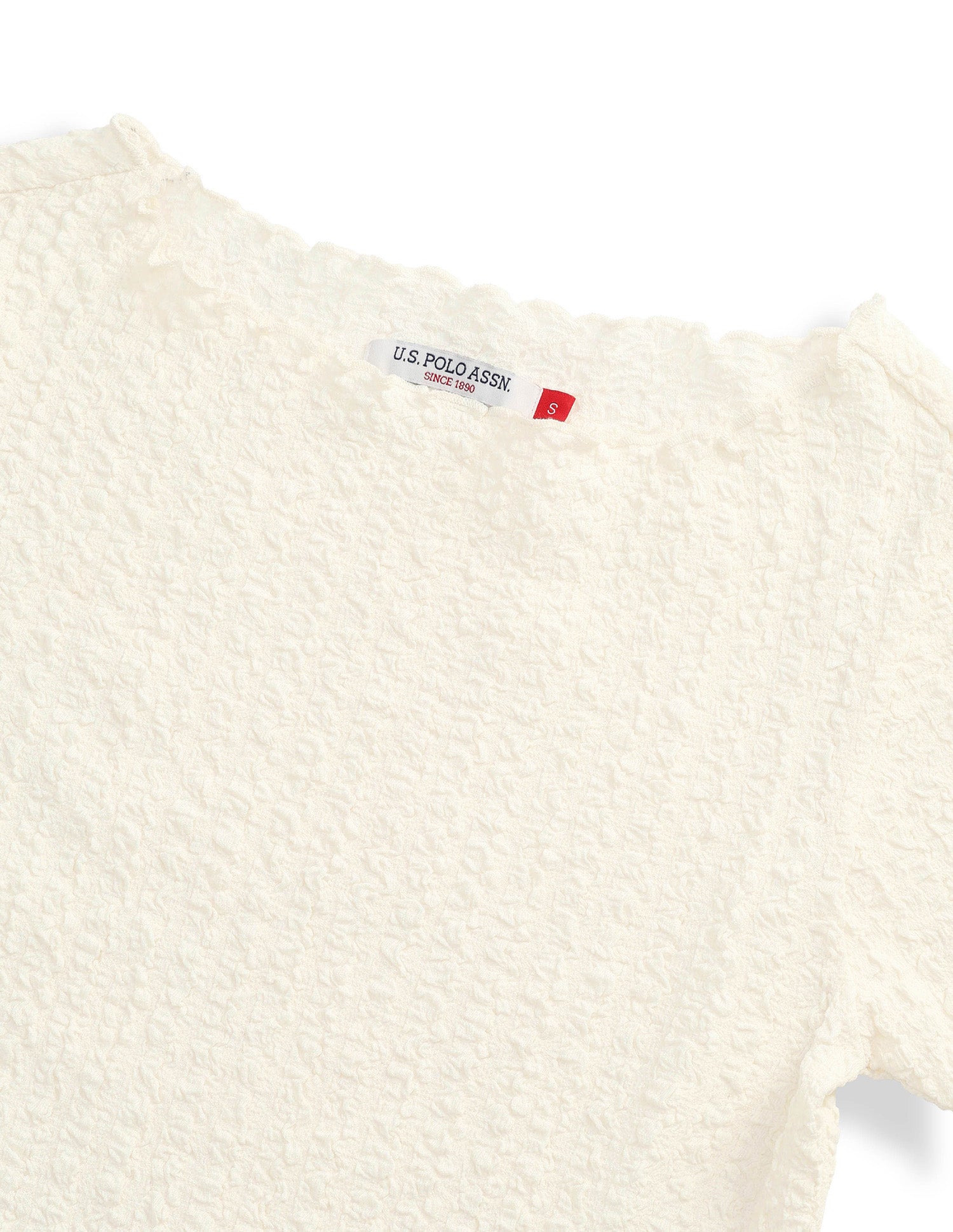 Textured Fitted T-Shirt Off-White - U.S. Polo Assn. India | Large