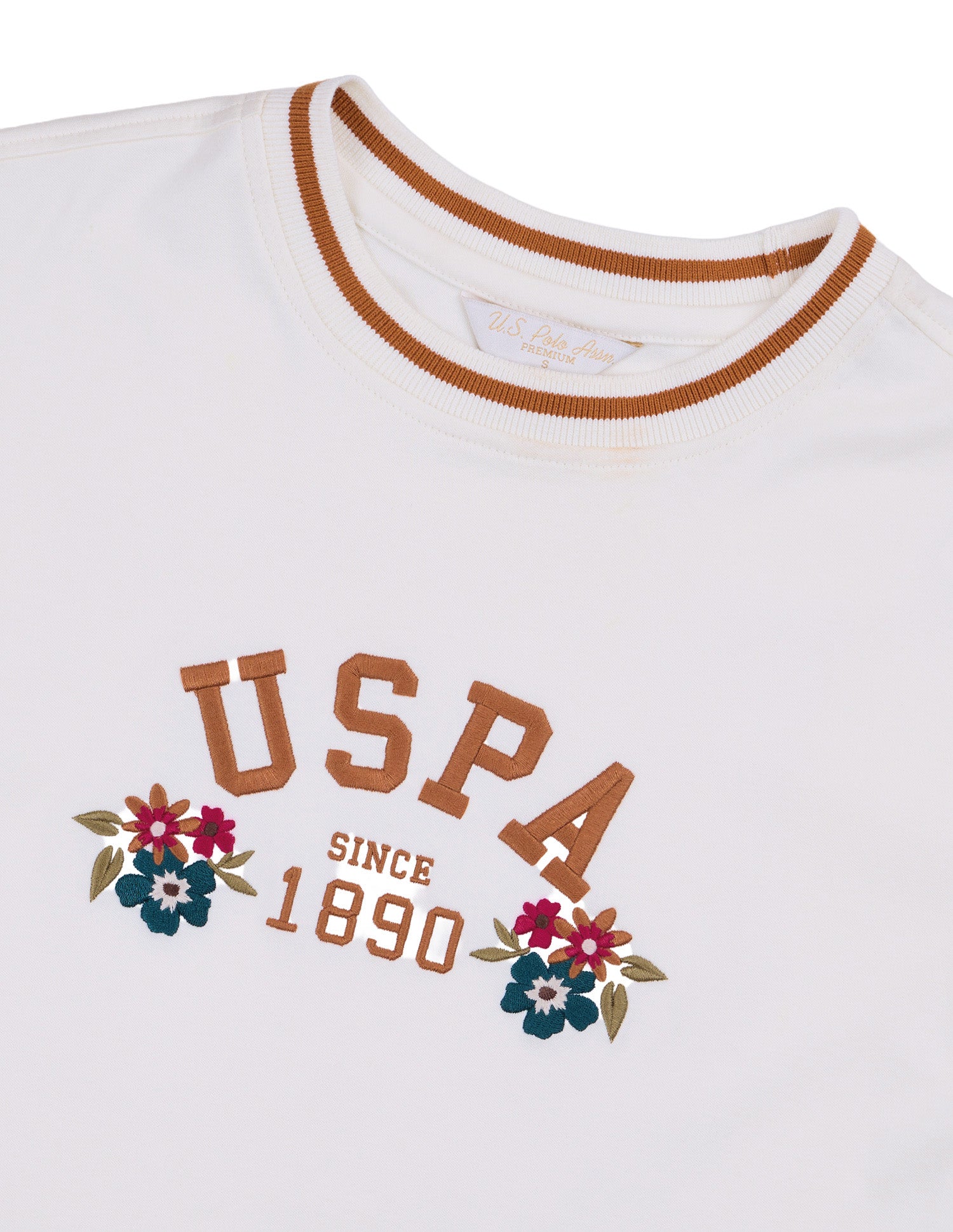 Brand Embroidered Boxy Fit T-Shirt Off White - U.S. Polo Assn. India | Large