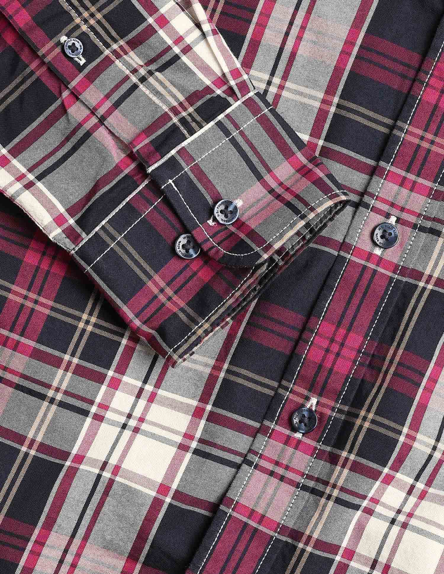 Plaid Checked Oxford Shirt Maroon - U.S. Polo Assn. India | Large