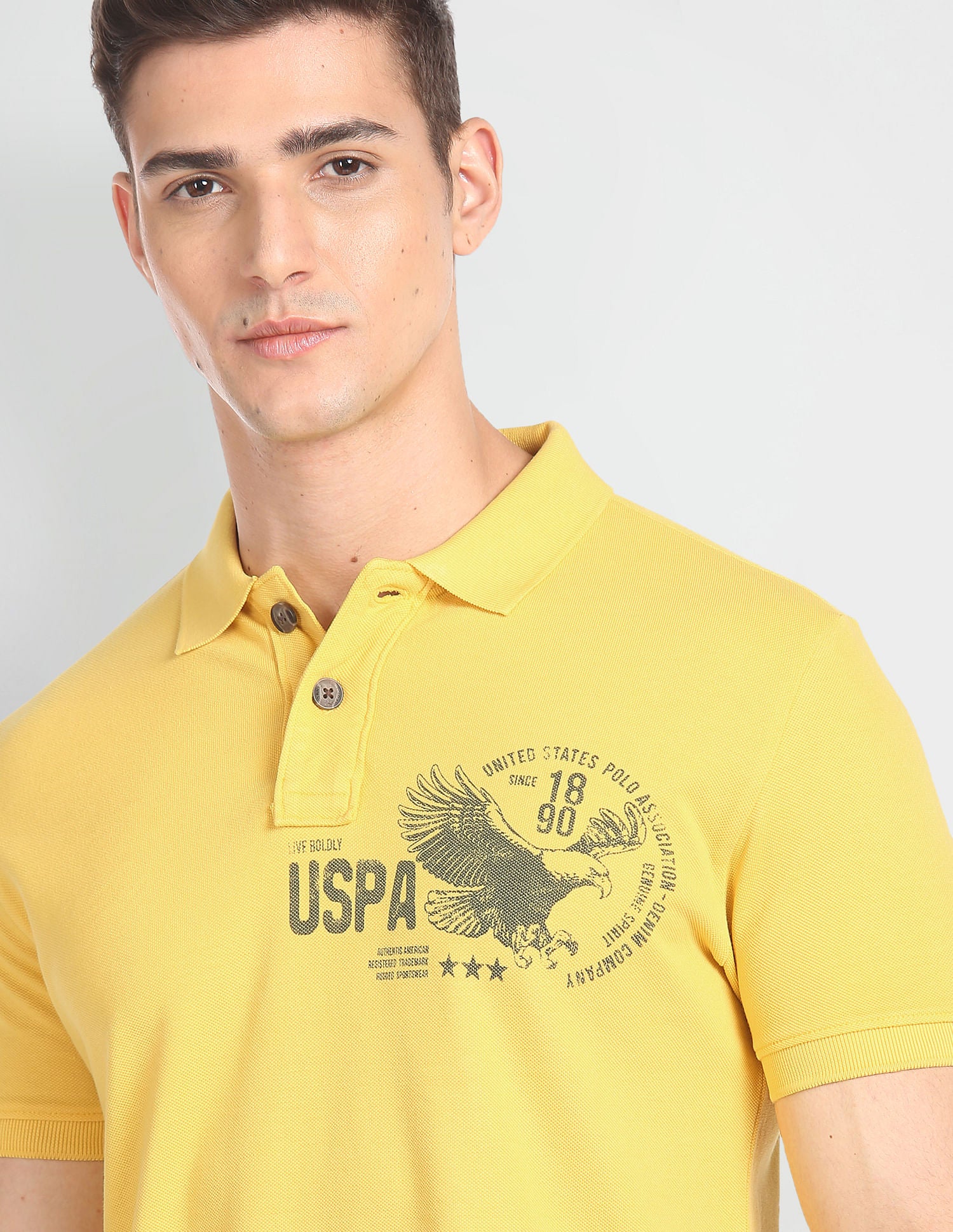 Logo Cotton Polo Shirt Mustard - U.S. POLO ASSN. | Large