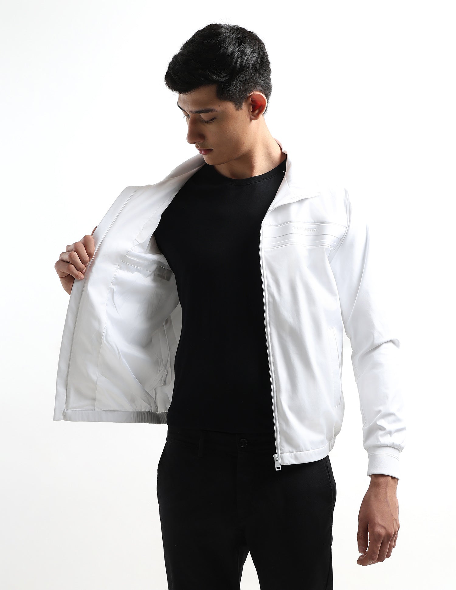 Solid Regular Fit Jacket White - U.S. POLO ASSN. | Large