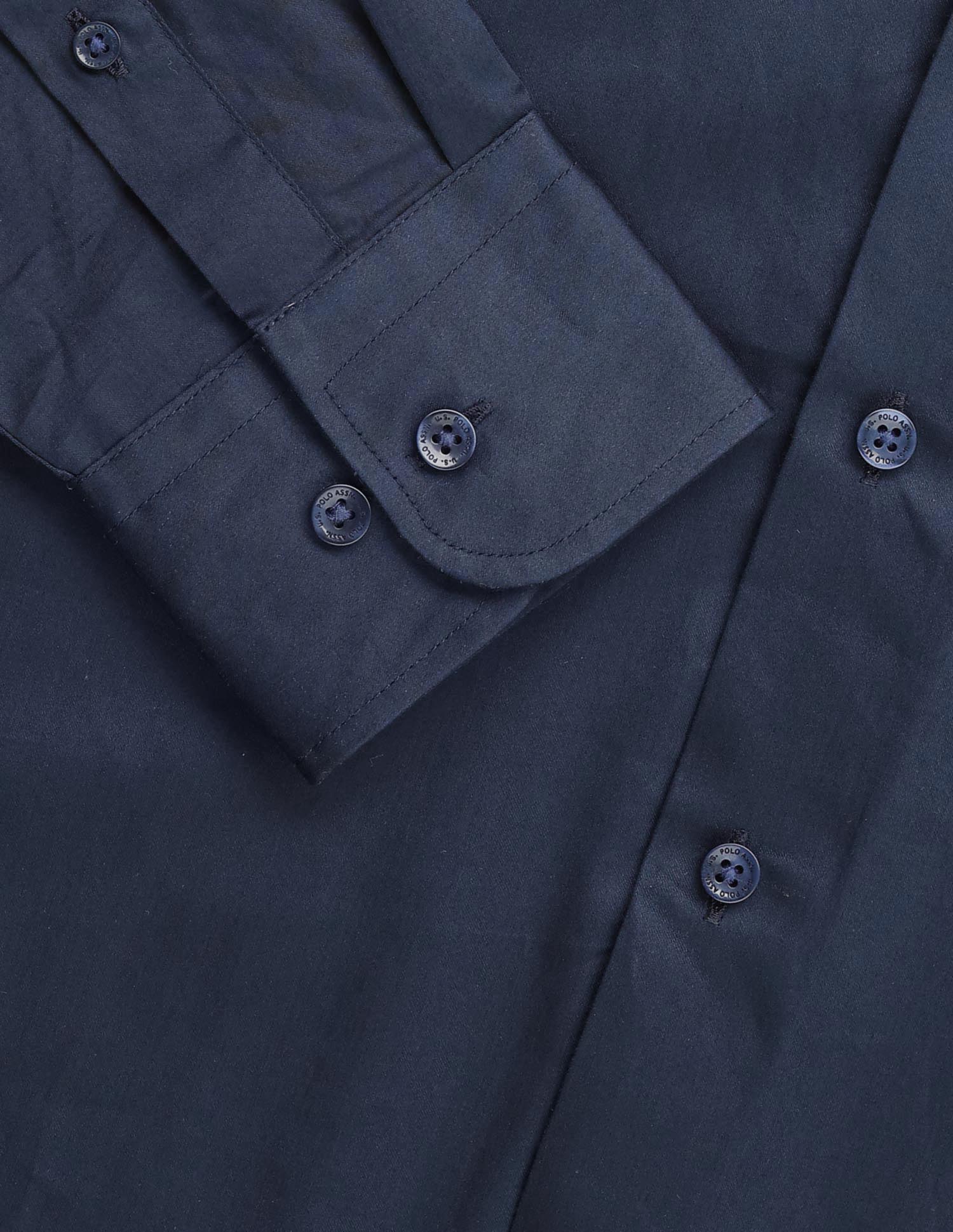 Solid Tailored Fit Satin Shirt Navy - U.S. POLO ASSN. | Large