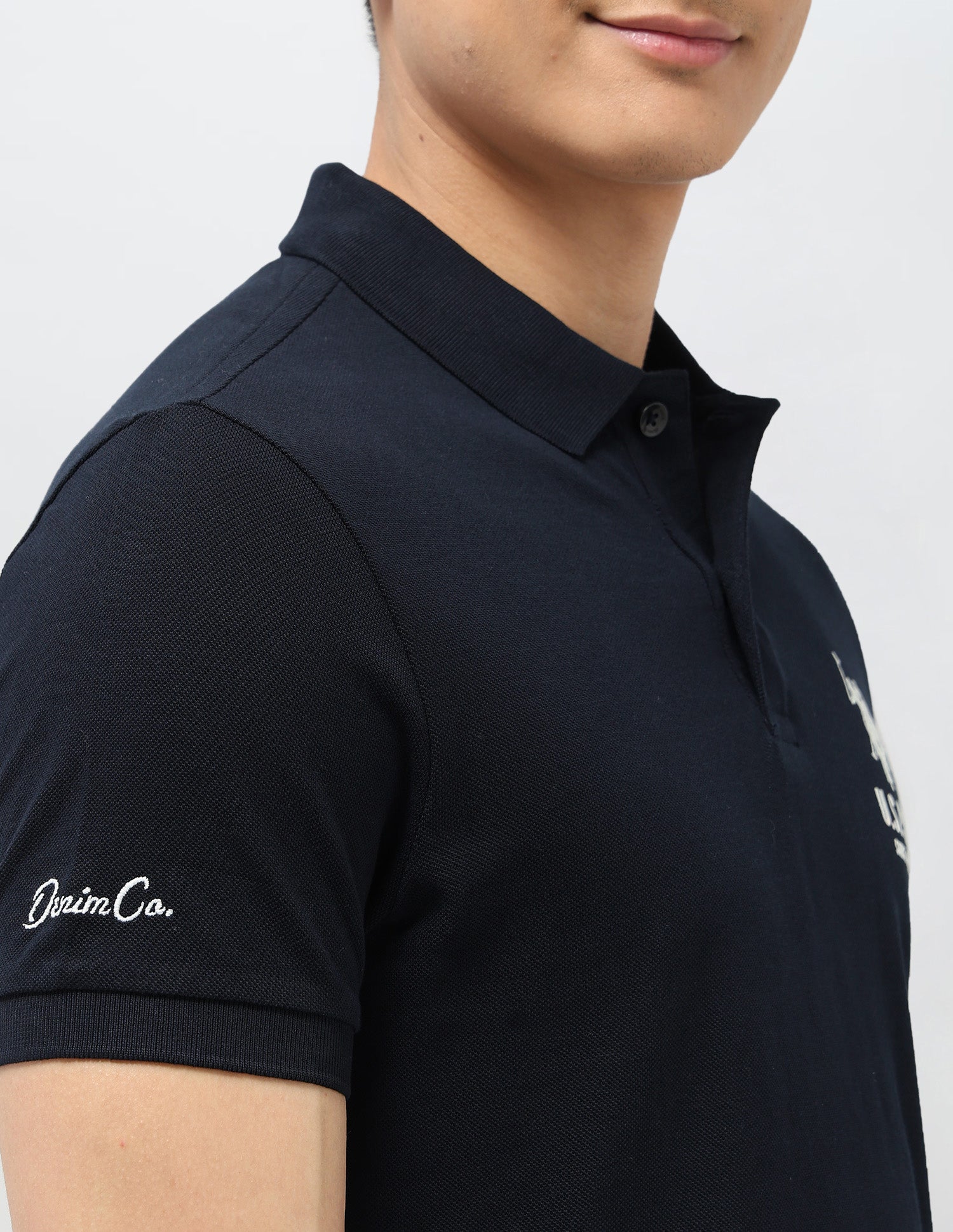 Pure Cotton Muscle Fit Polo Shirt Navy - U.S. Polo Assn. India | Large