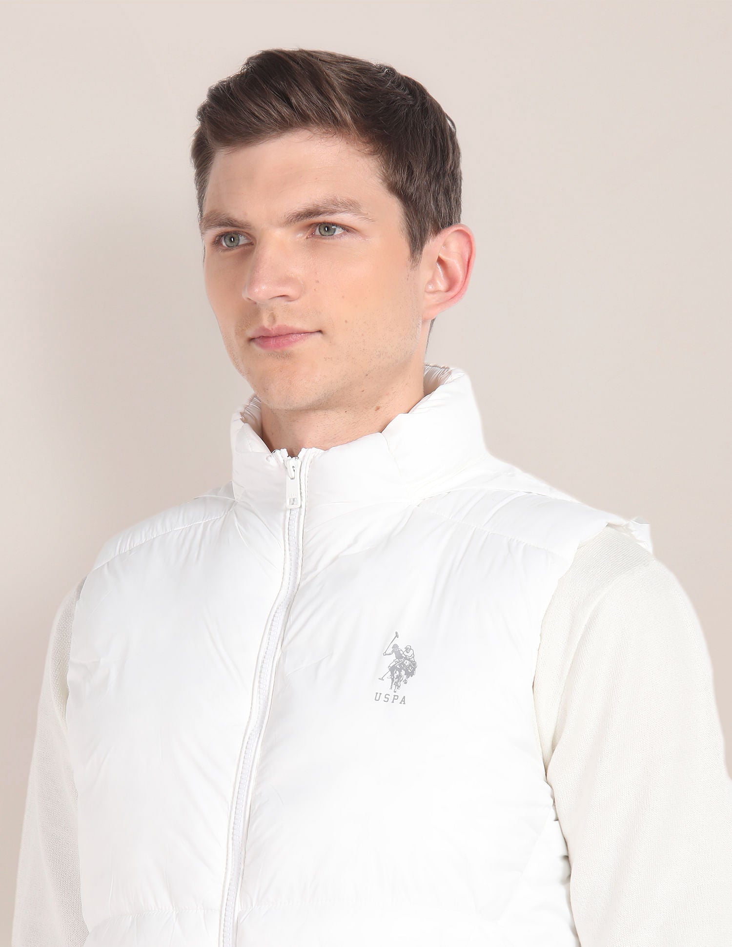 Consealed Hood Sleeveless Jacket White - U.S. POLO ASSN. | Large