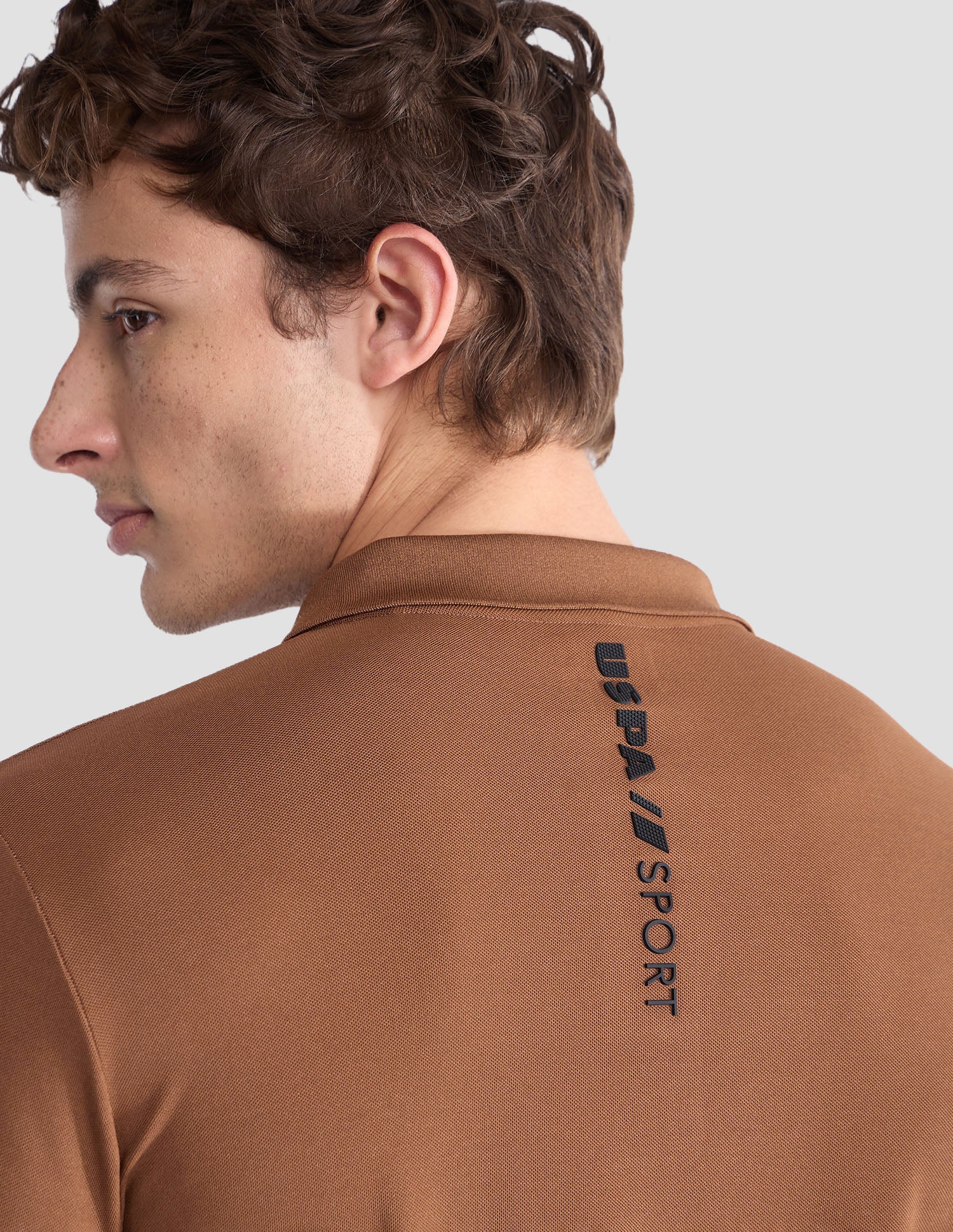 Solid Slim Fit Active Polo Shirt Khaki - U.S. Polo Assn. India | Large