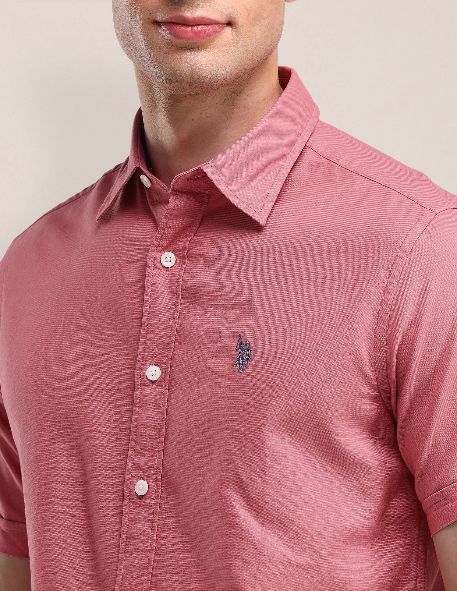 Tailored Fit Cotton Oxford Shirt Dark Pink - U.S. Polo Assn. India | Large