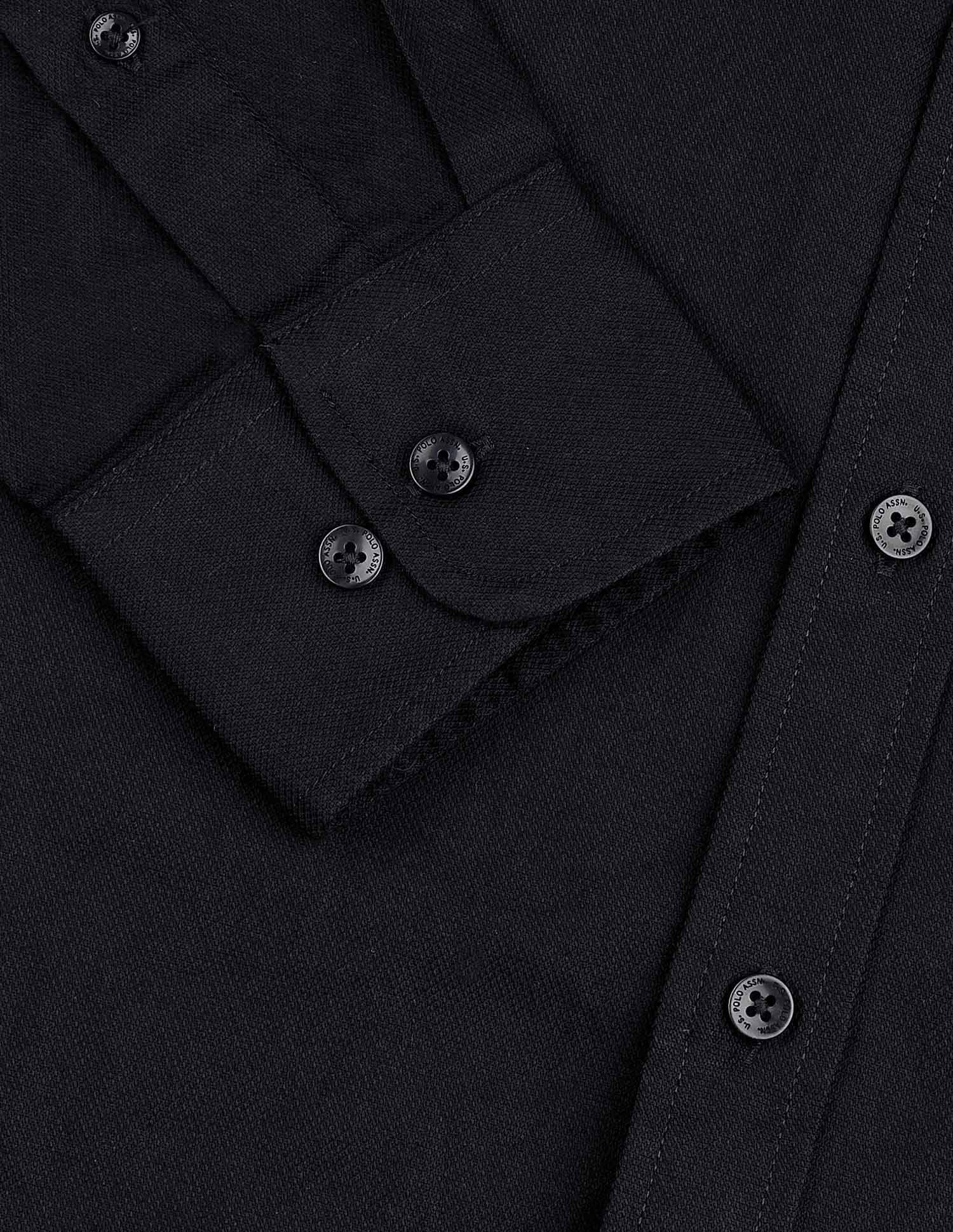 Dobby Pure Cotton Shirt Black - U.S. POLO ASSN. | Large