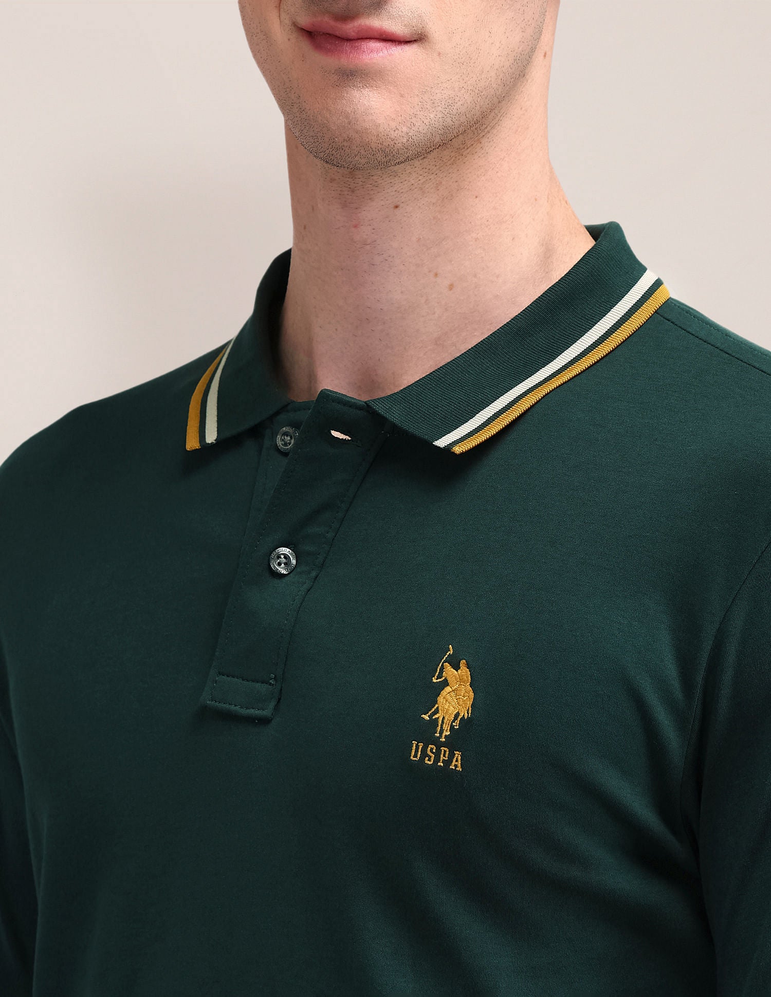 Slim Fit Solid Polo Shirt Olive - U.S. POLO ASSN. | Large