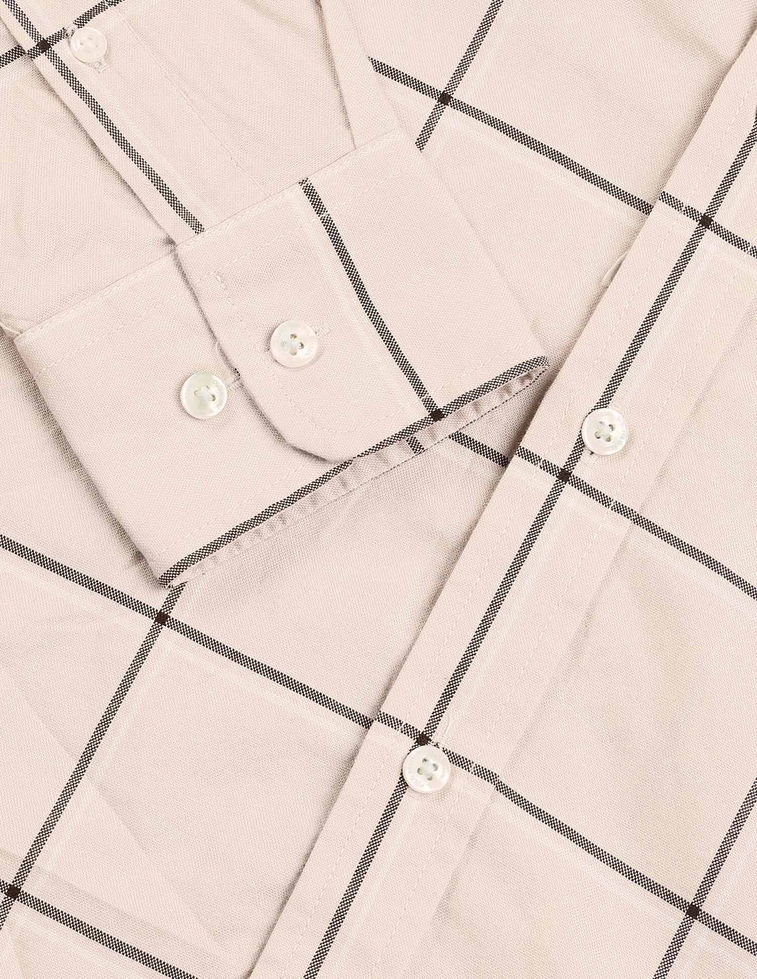 Windowpane Checked Tailored Fit Shirt Beige - U.S. Polo Assn. India | Large