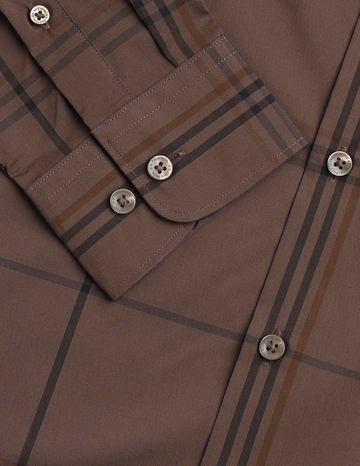 Windowpane Checked Regular Fit Shirt Brown - U.S. Polo Assn. India | Large