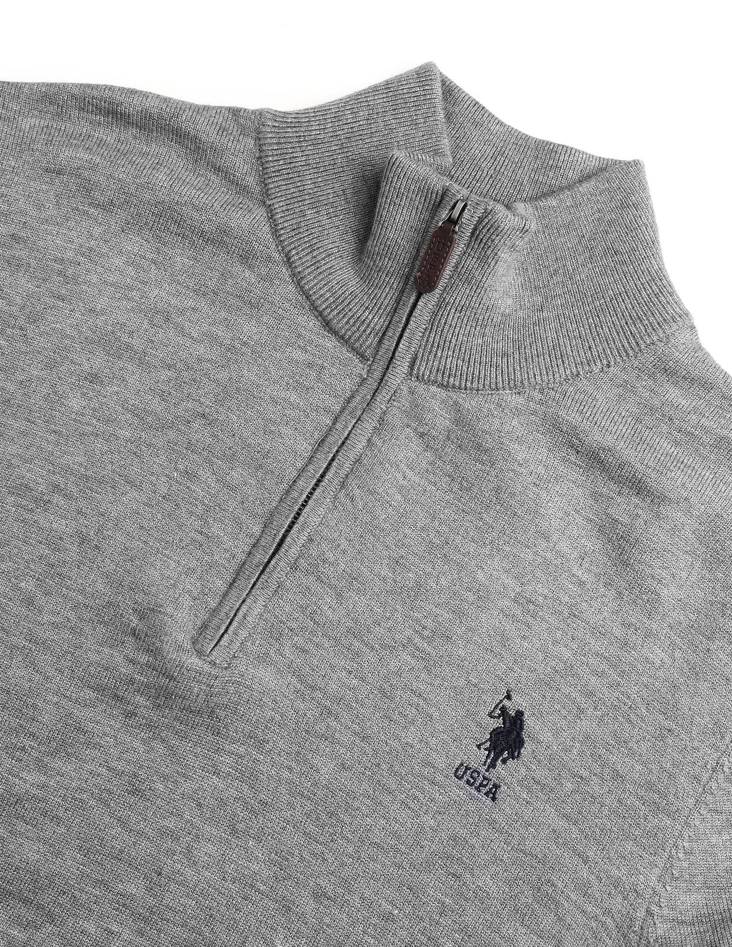 Heathered Regular Fit Sweater Grey - U.S. Polo Assn. India | Large