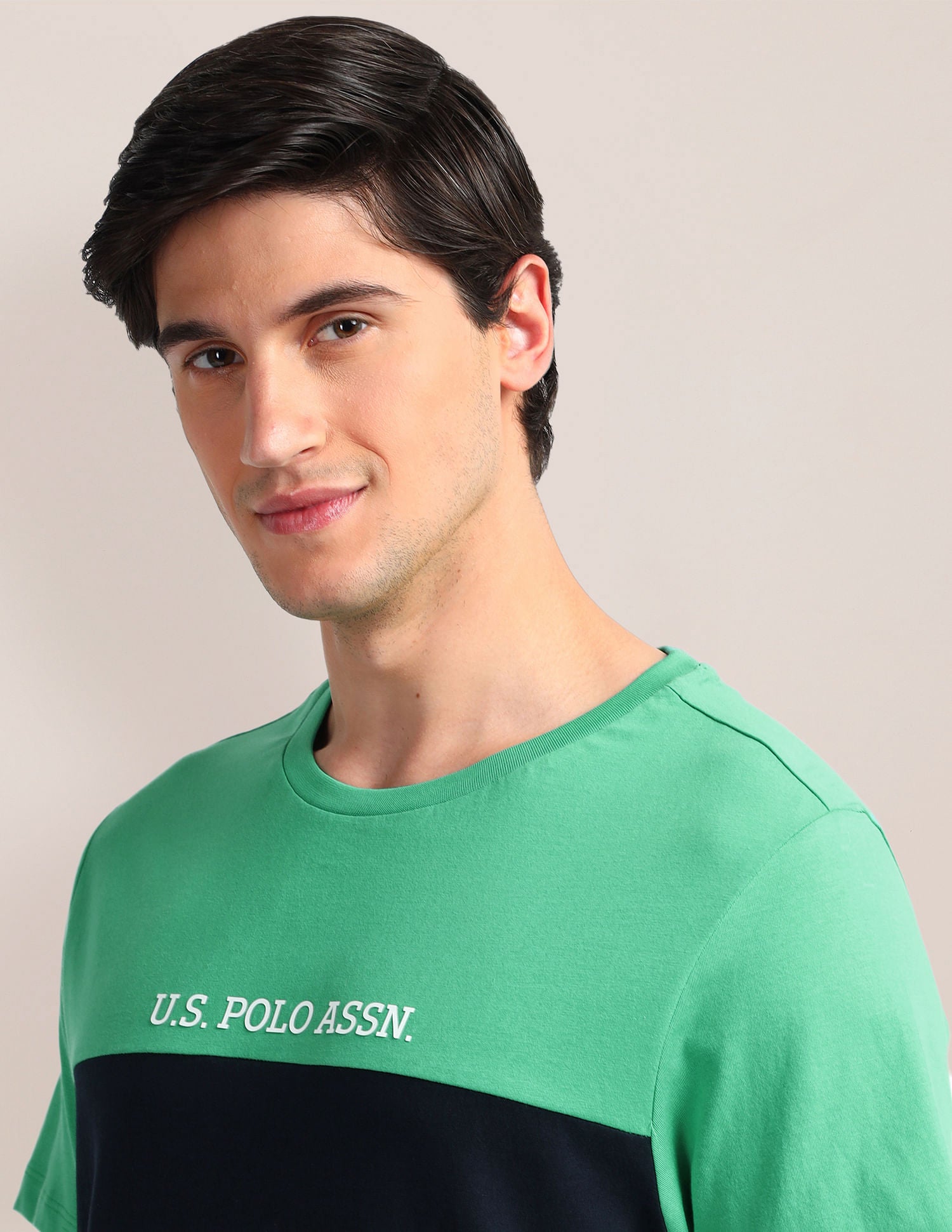 Colour Block Slim Fit T-Shirt Green - U.S. Polo Assn. India | Large