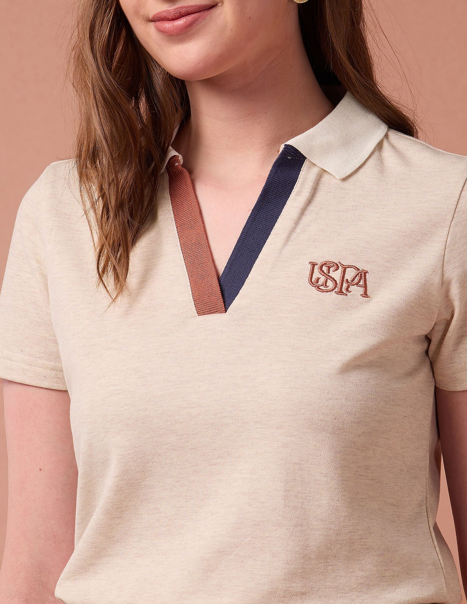 Heathered Cotton Polo Shirt Cream - U.S. POLO ASSN. | Large