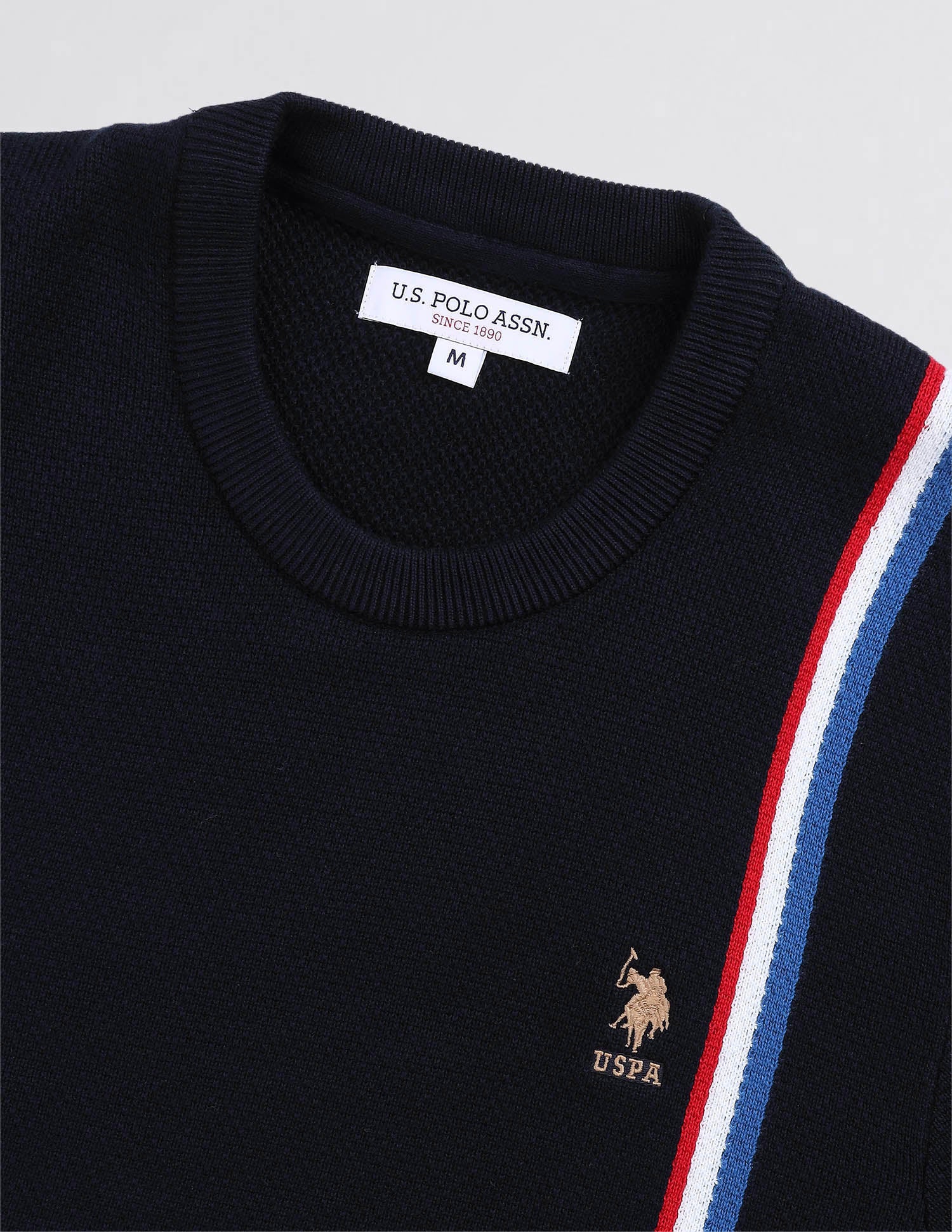 Vertical Striped Patterned Knit Sweater Navy - U.S. POLO ASSN. | Large