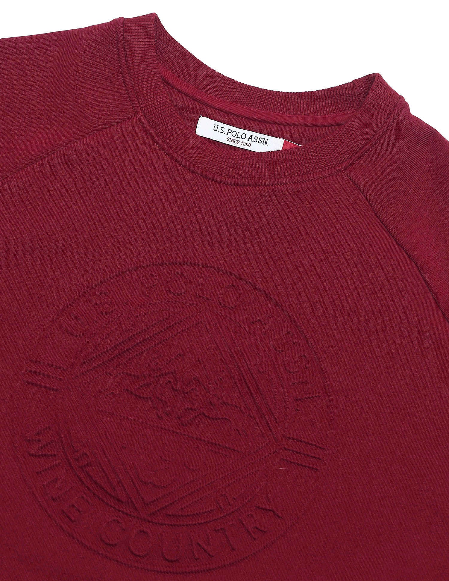 Embossed Brand Print Sweatshirt Maroon - U.S. POLO ASSN. | Large