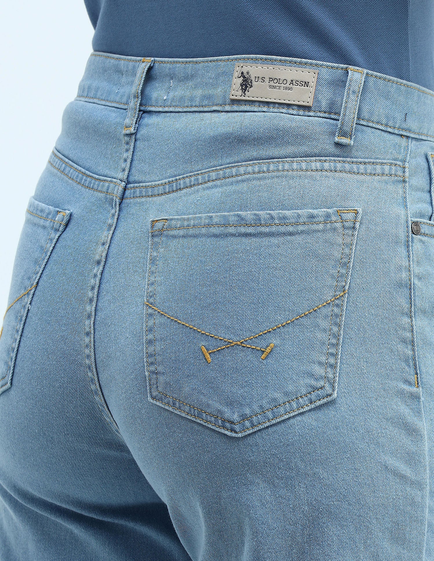 High Rise Wide Leg Jeans Blue - U.S. POLO ASSN. | Large