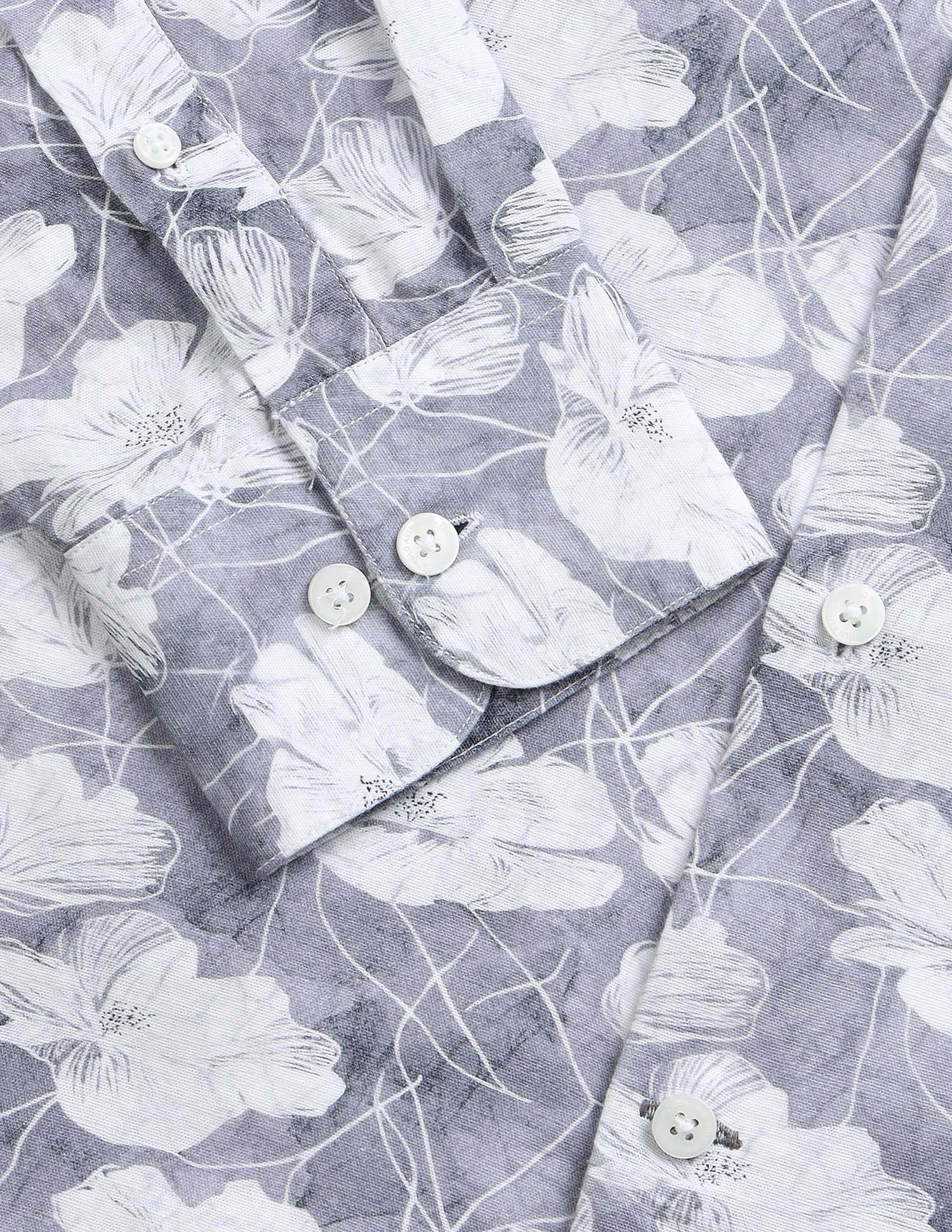 Floral Printed Regular Fit Shirt Grey - U.S. Polo Assn. India | Large