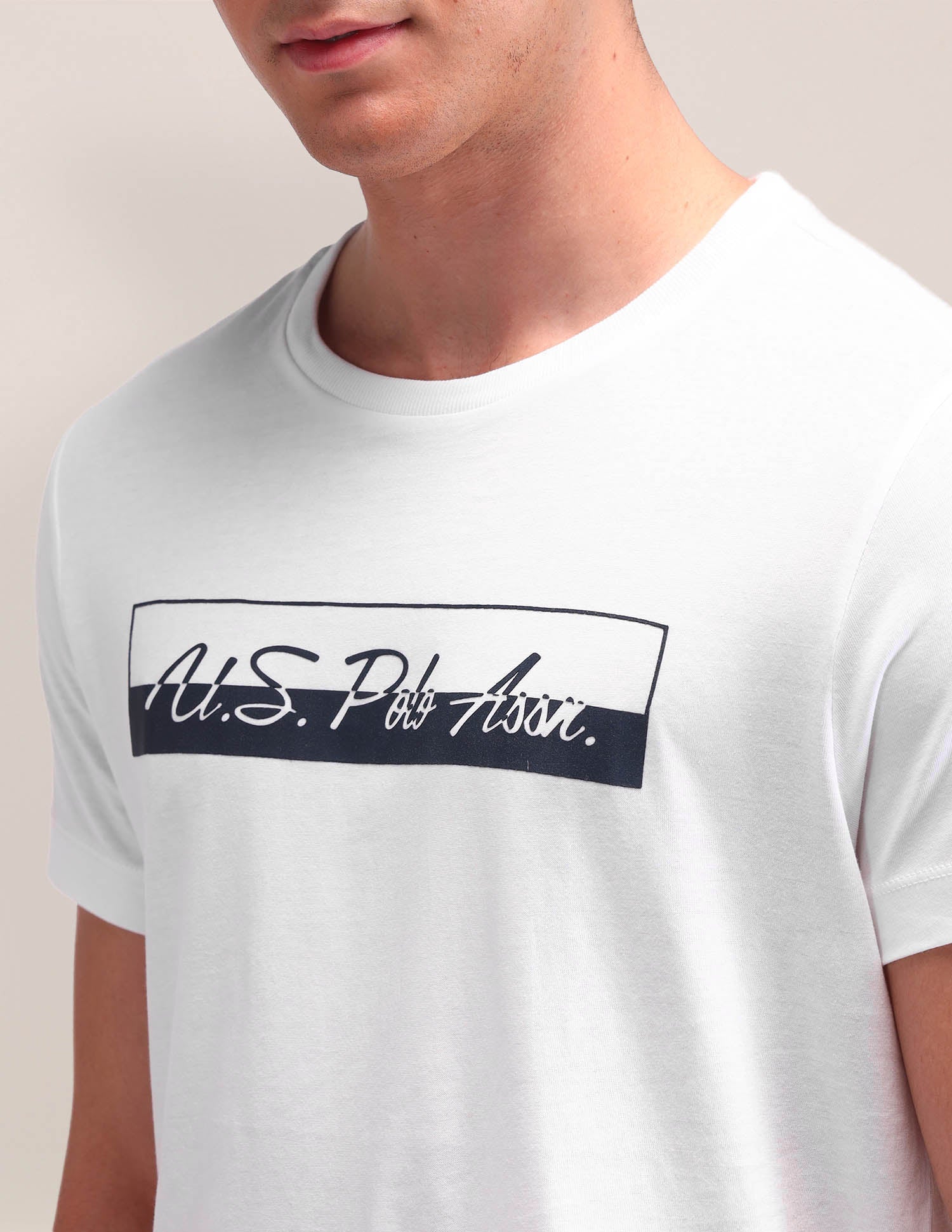 Brand Printed Slim Fit T-Shirt White - U.S. Polo Assn. India | Large