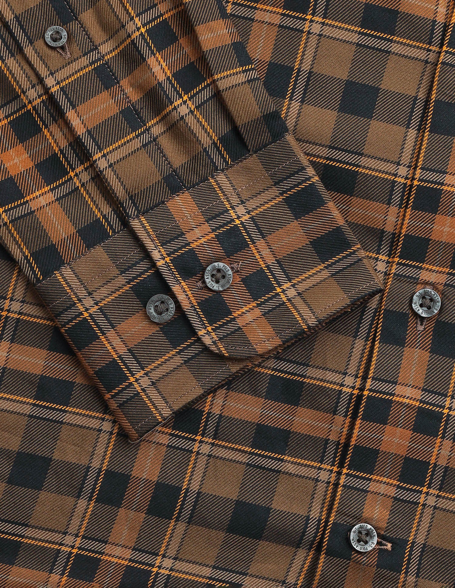 Plaid Checked Twill Shirt Mustard - U.S. Polo Assn. India | Large