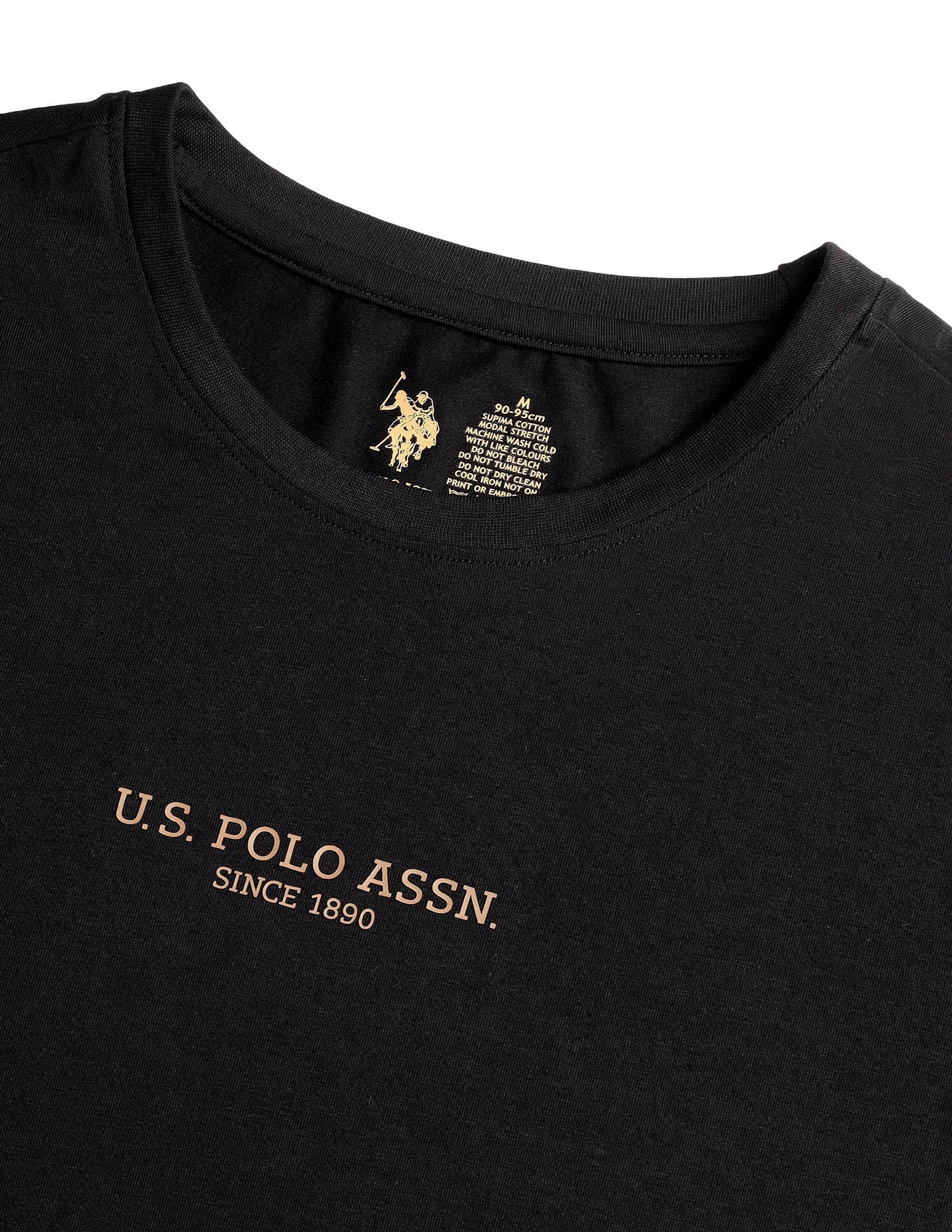 Comfort Relaxed Fit Breathable PE005-PL Lounge T-Shirt - Pack Of 1 Black - U.S. Polo Assn. India | Large