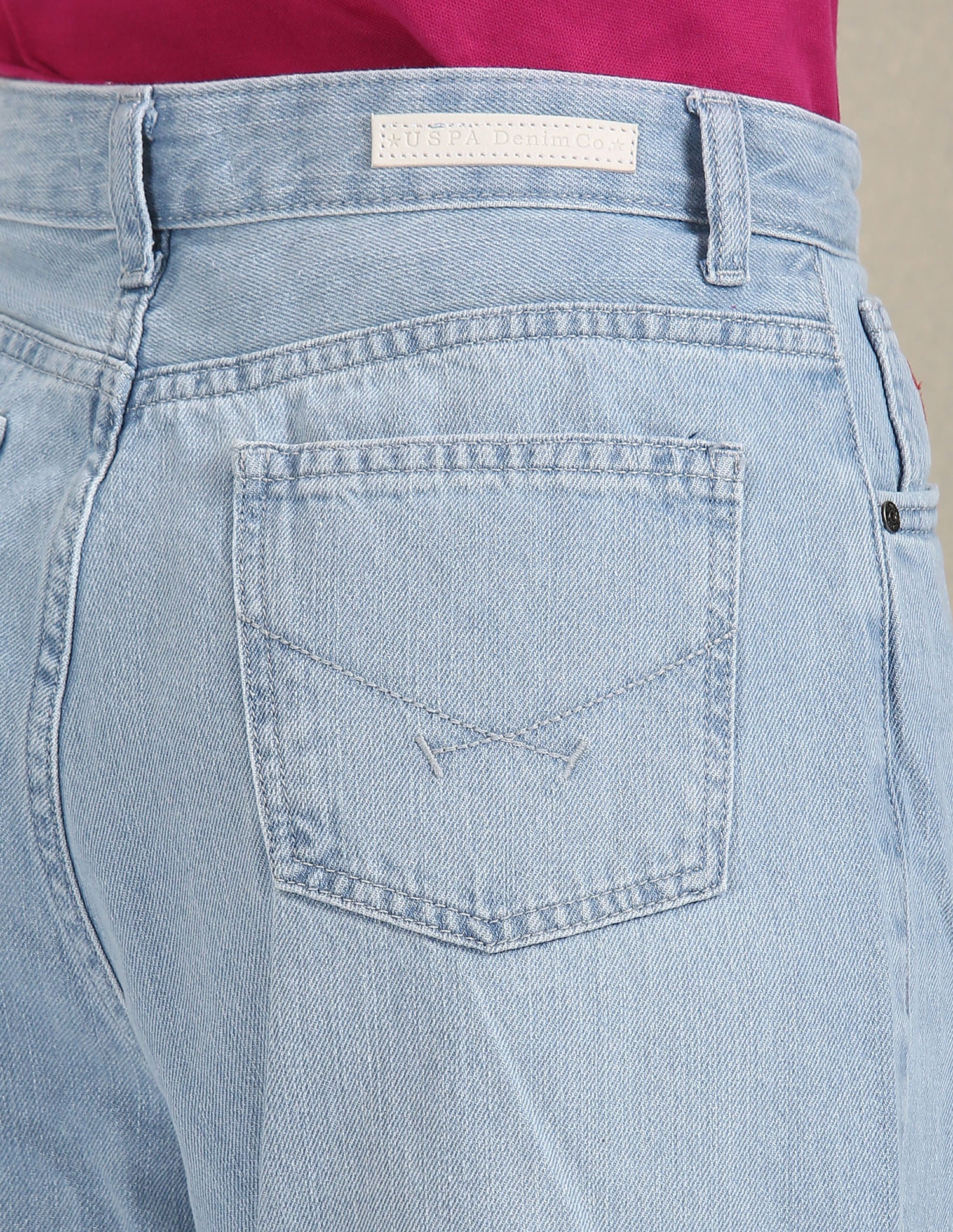 High Rise Wide Leg Distressed Jeans Blue - U.S. Polo Assn. India | Large