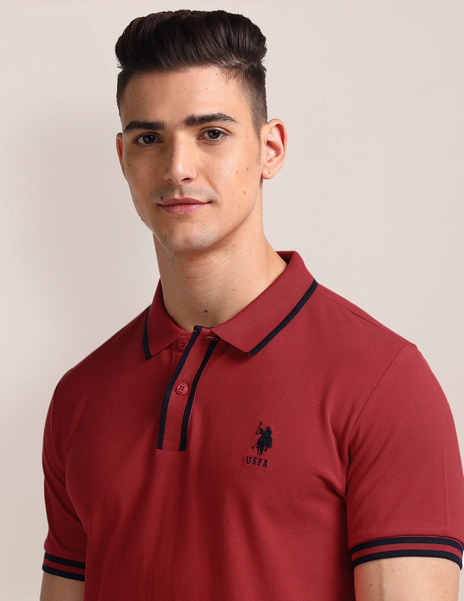Solid Slim Fit Polo Shirt Red - U.S. Polo Assn. India | Large