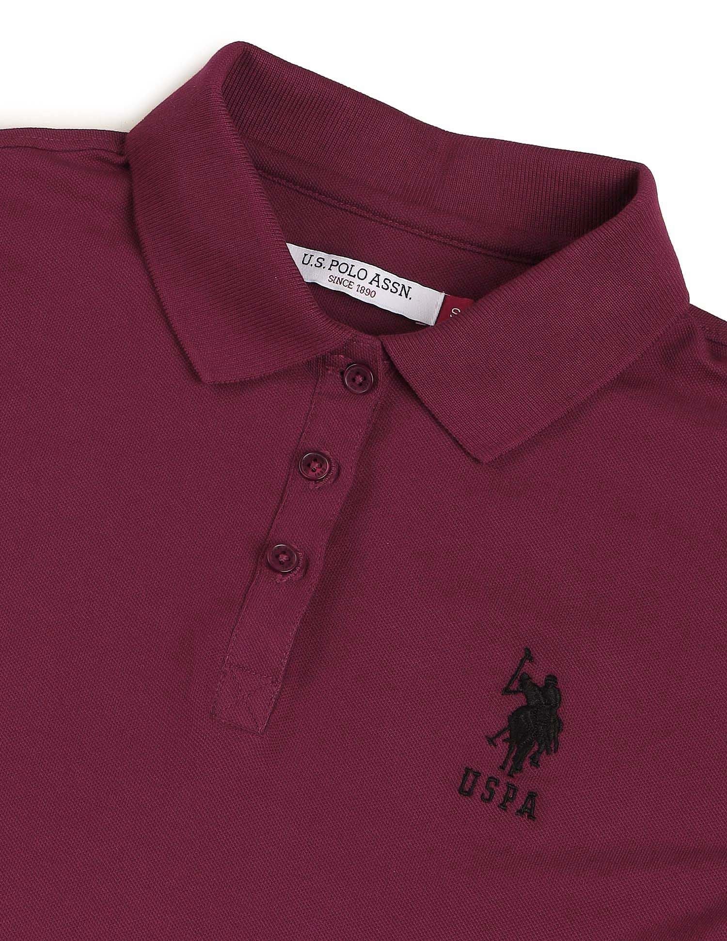 Regular Fit Solid Polo Shirt Wine - U.S. POLO ASSN. | Large