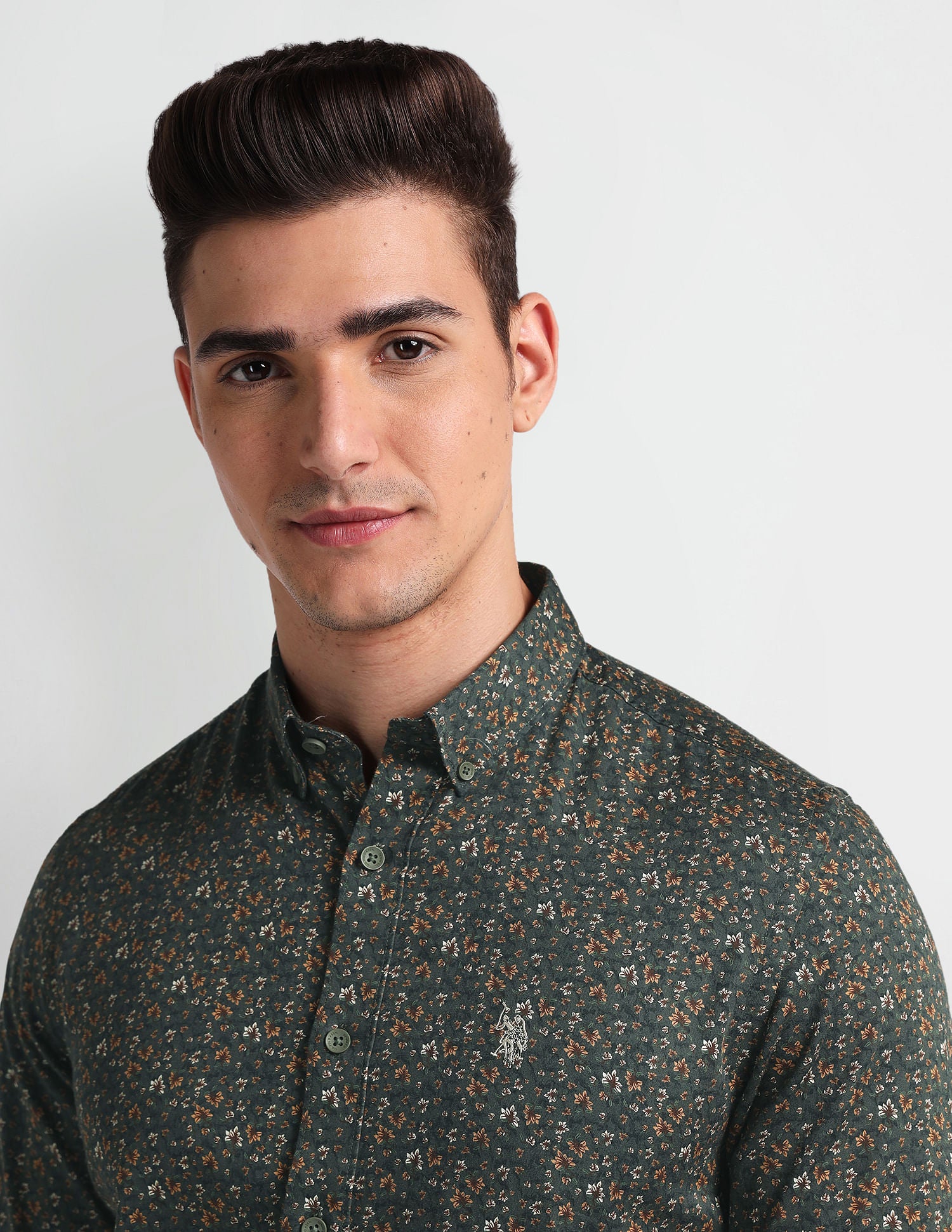 Slim Fit Floral Shirt Olive - U.S. Polo Assn. India | Large