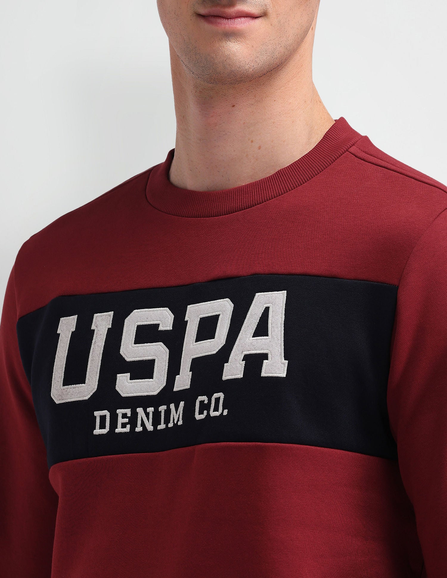 Regular Fit Brand Appliqued Sweatshirt Wine - U.S. Polo Assn. India | Large