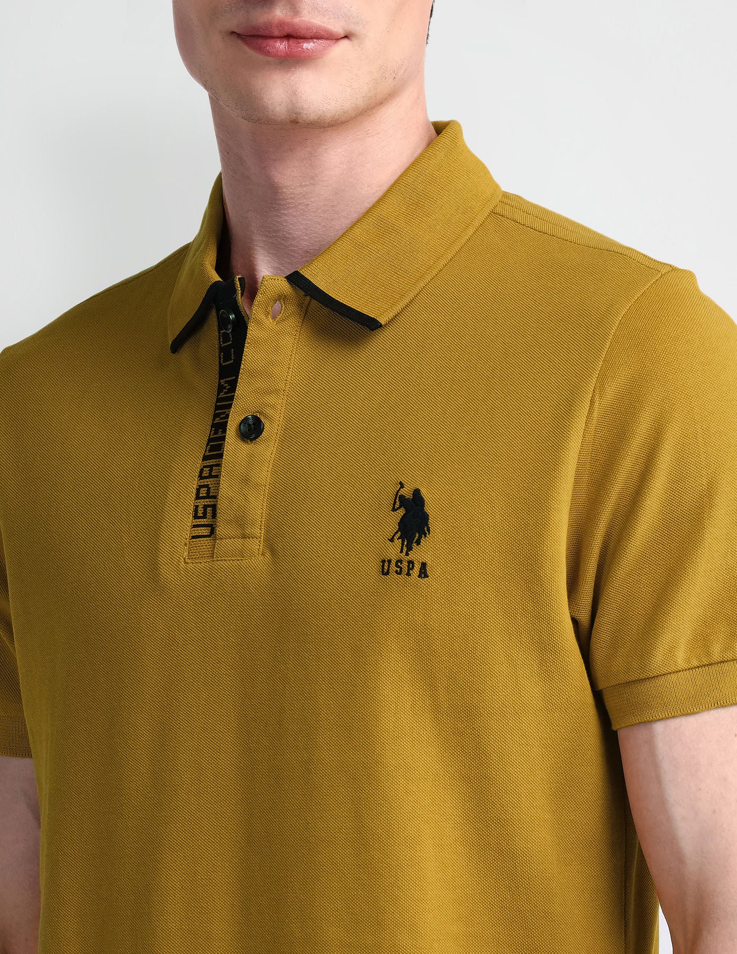 Muscle Fit Solid Polo Shirt Mustard - U.S. Polo Assn. India | Large