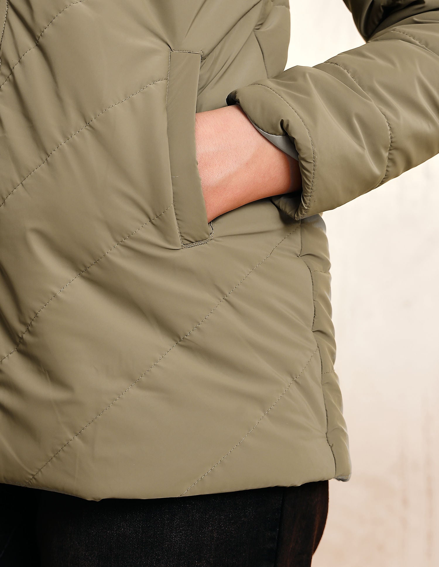 Solid Regular Fit Puffer Jacket Beige - U.S. POLO ASSN. | Large