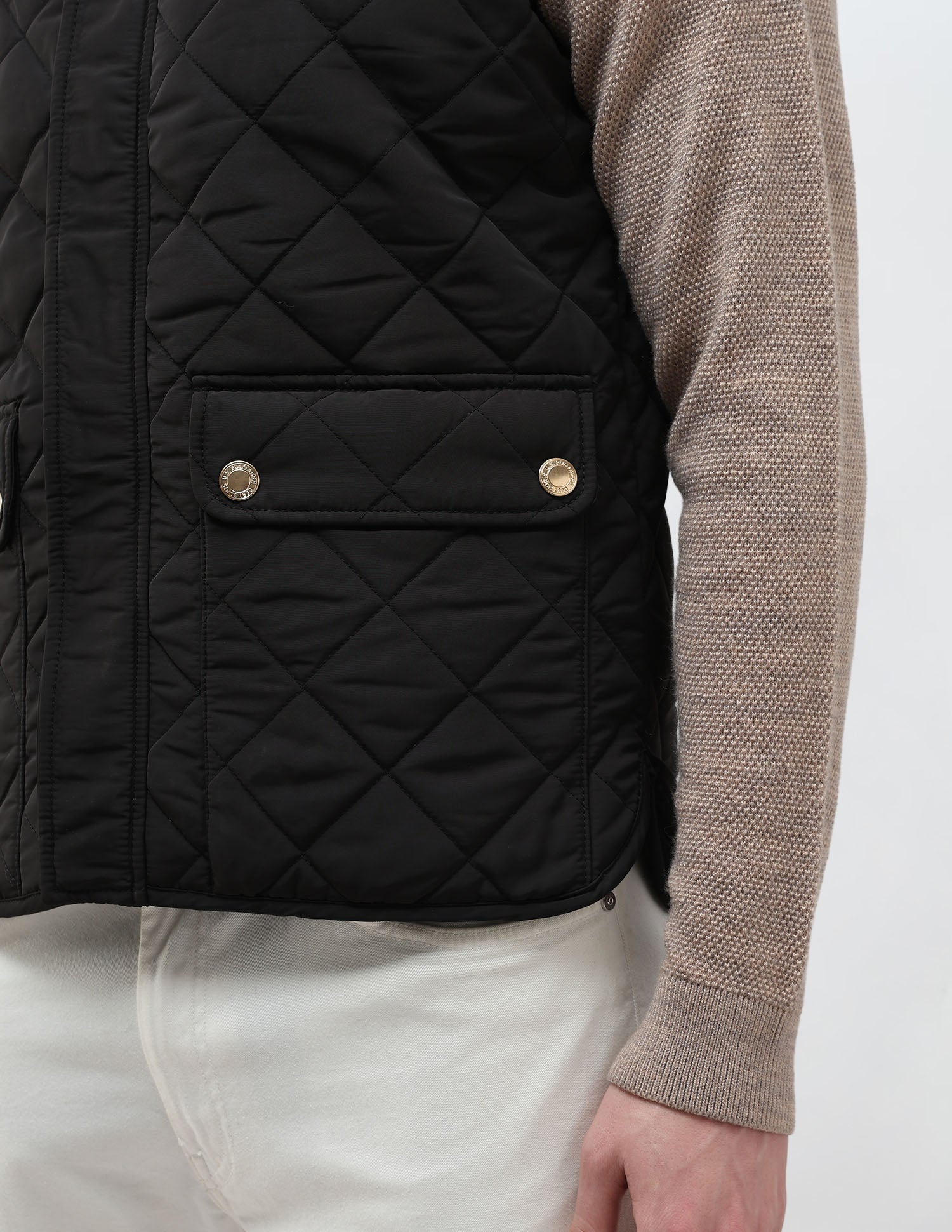 High Neck Solid Quilted Jacket Black - U.S. POLO ASSN. | Large