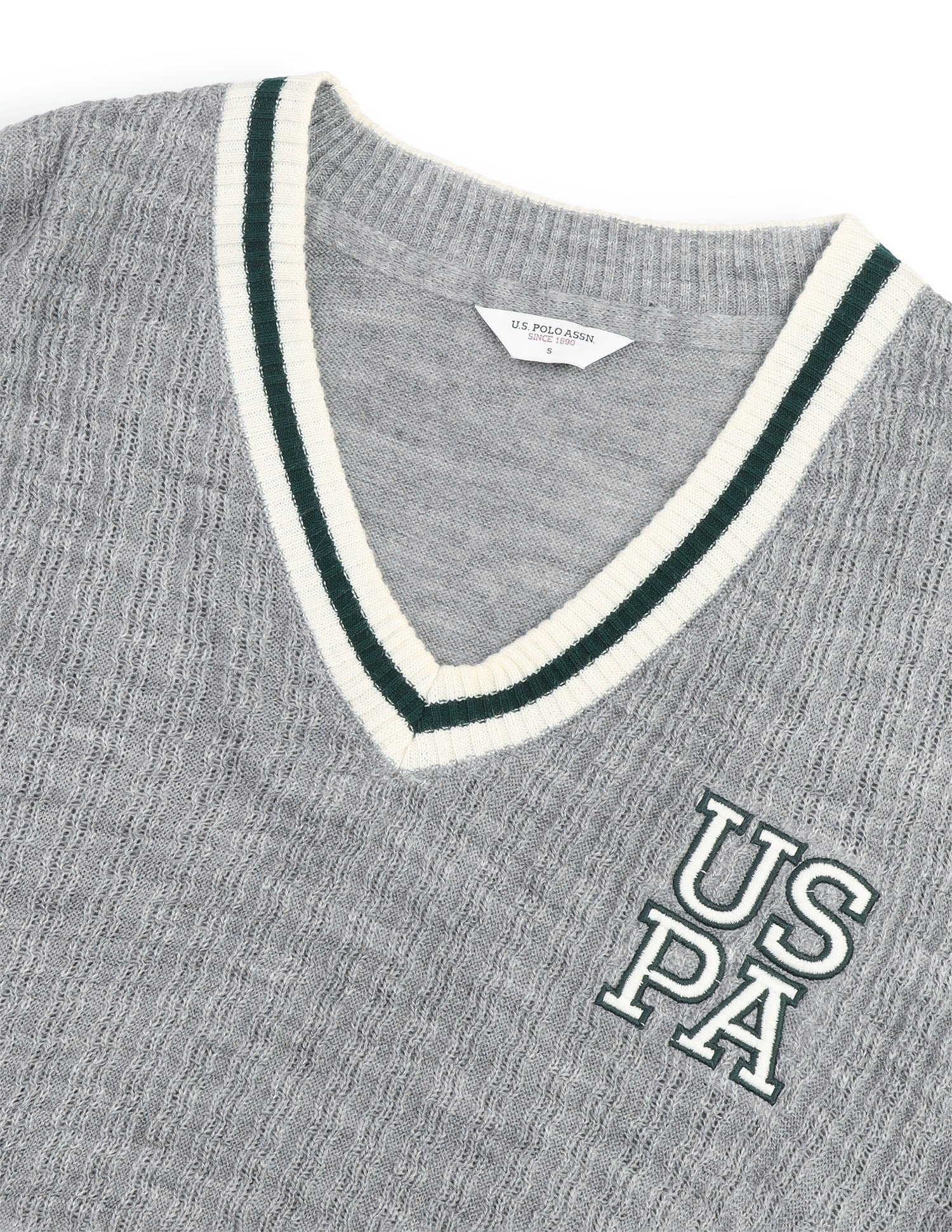 Textured Regular Fit Sweater Grey - U.S. Polo Assn. India | Large