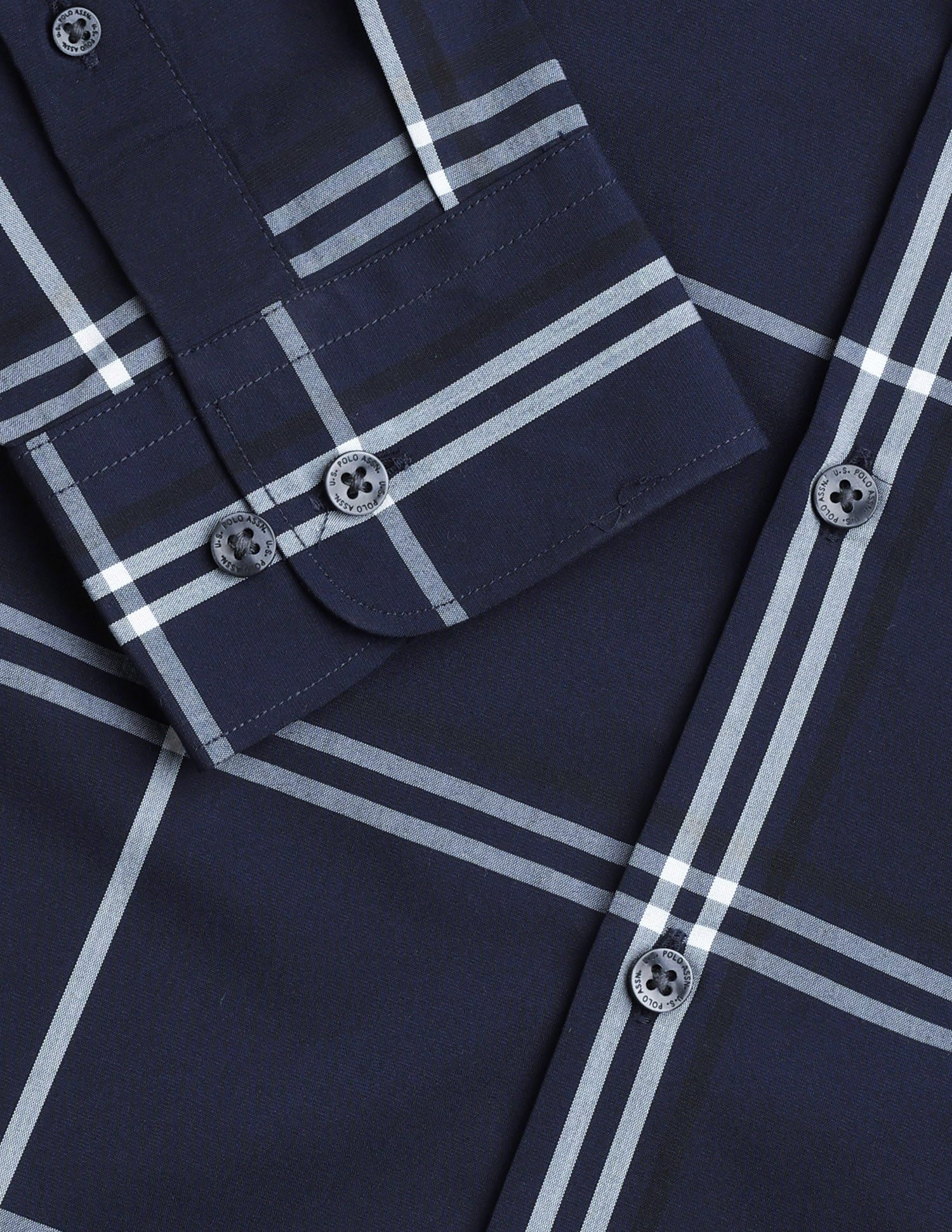 Windowpane Checked Regular Fit Shirt Navy - U.S. Polo Assn. India | Large