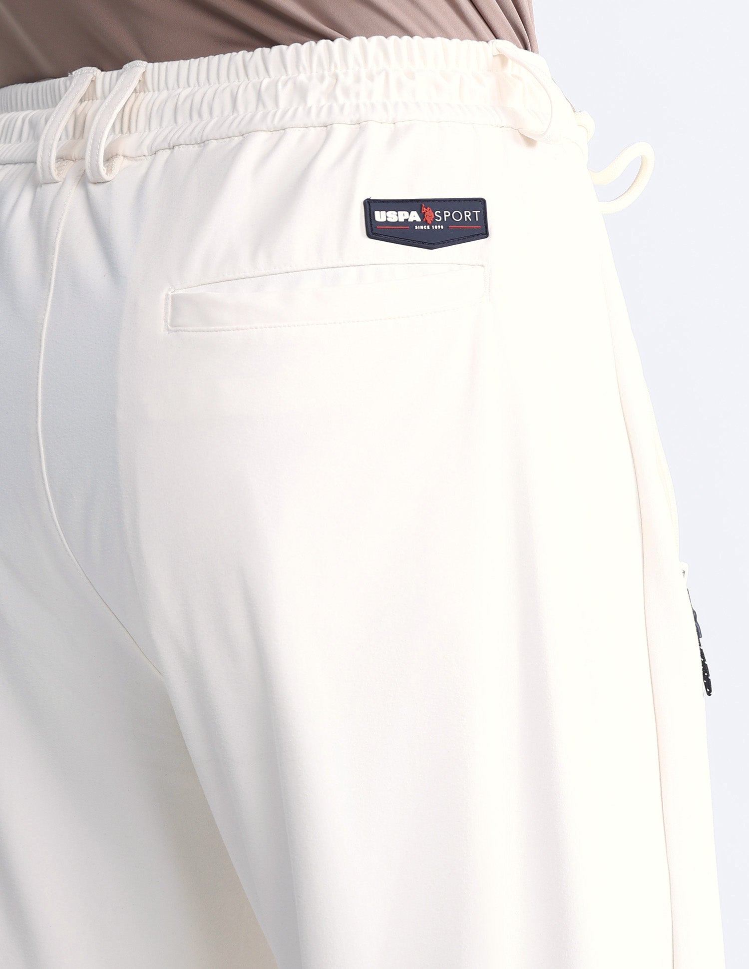 Mid Rise Solid Active Track Pants White - U.S. Polo Assn. India | Large