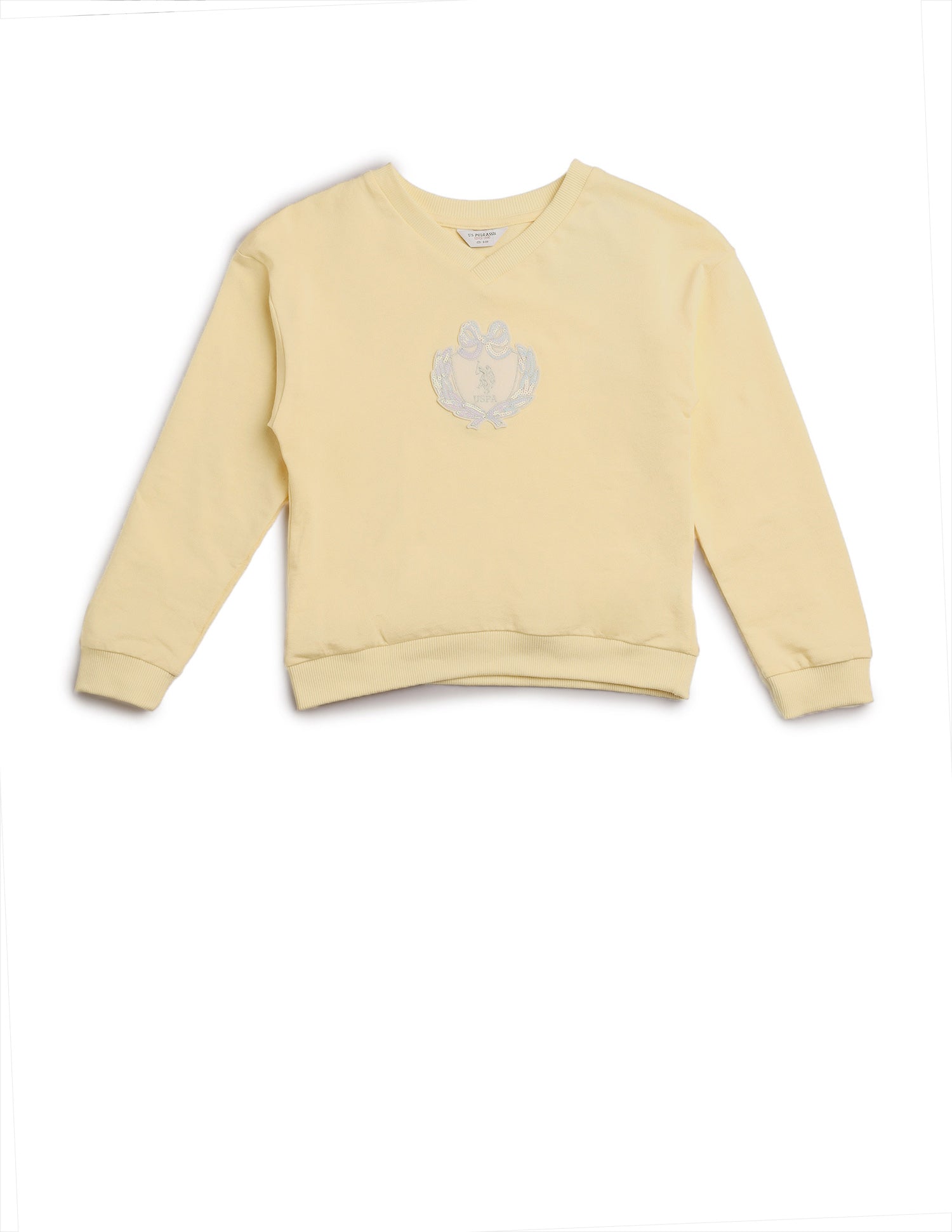 Girls Solid Comfort Fit Sweatshirt Light Yellow - U.S. POLO ASSN. | Large