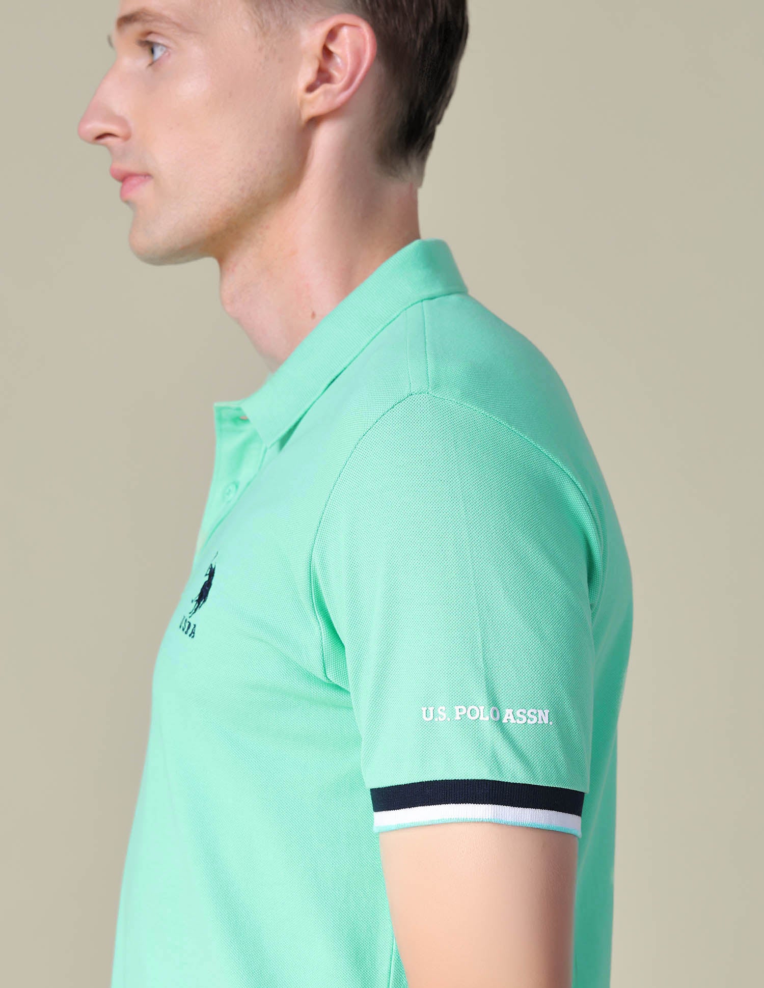 Solid Regular Fit Polo Shirt Light Green - U.S. POLO ASSN. | Large