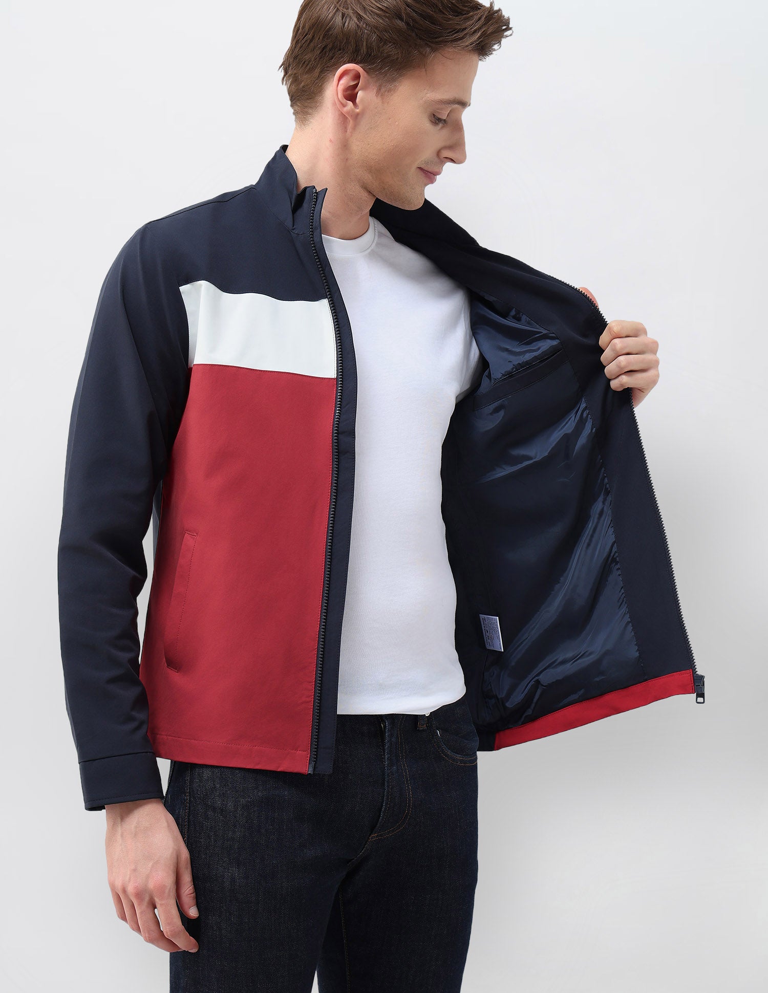 Colour Blocked Regular Fit Casual Jacket Dark Navy - U.S. POLO ASSN. | Large