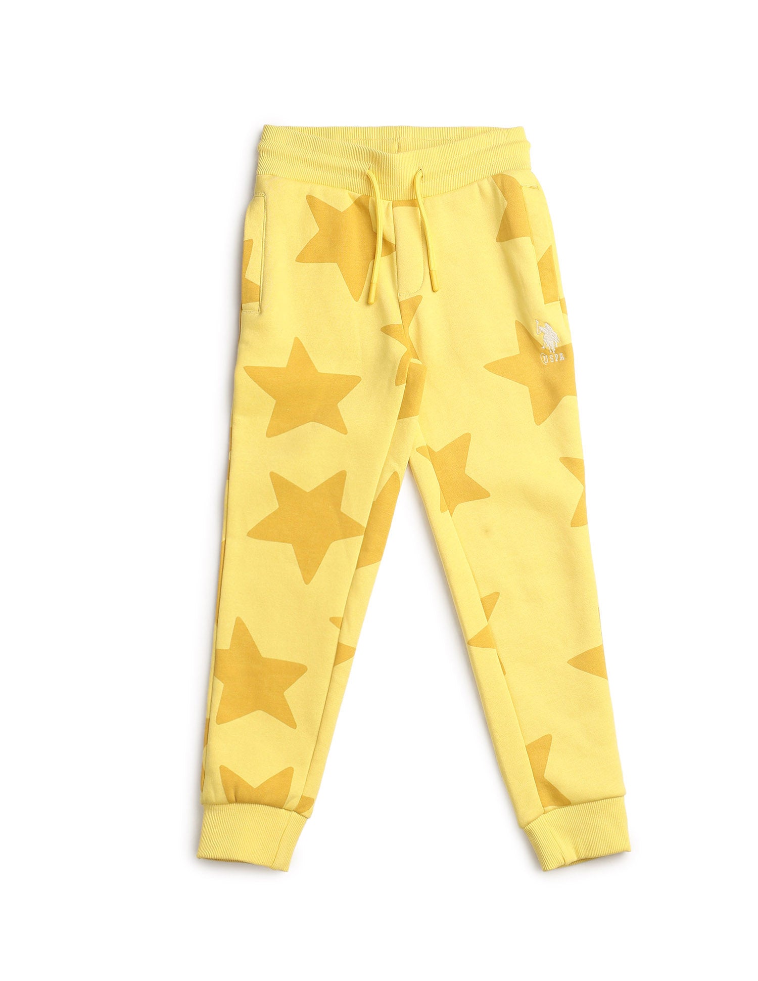 Boys Geometric Printed Regular Fit Joggers Yellow - U.S. POLO ASSN. | Large