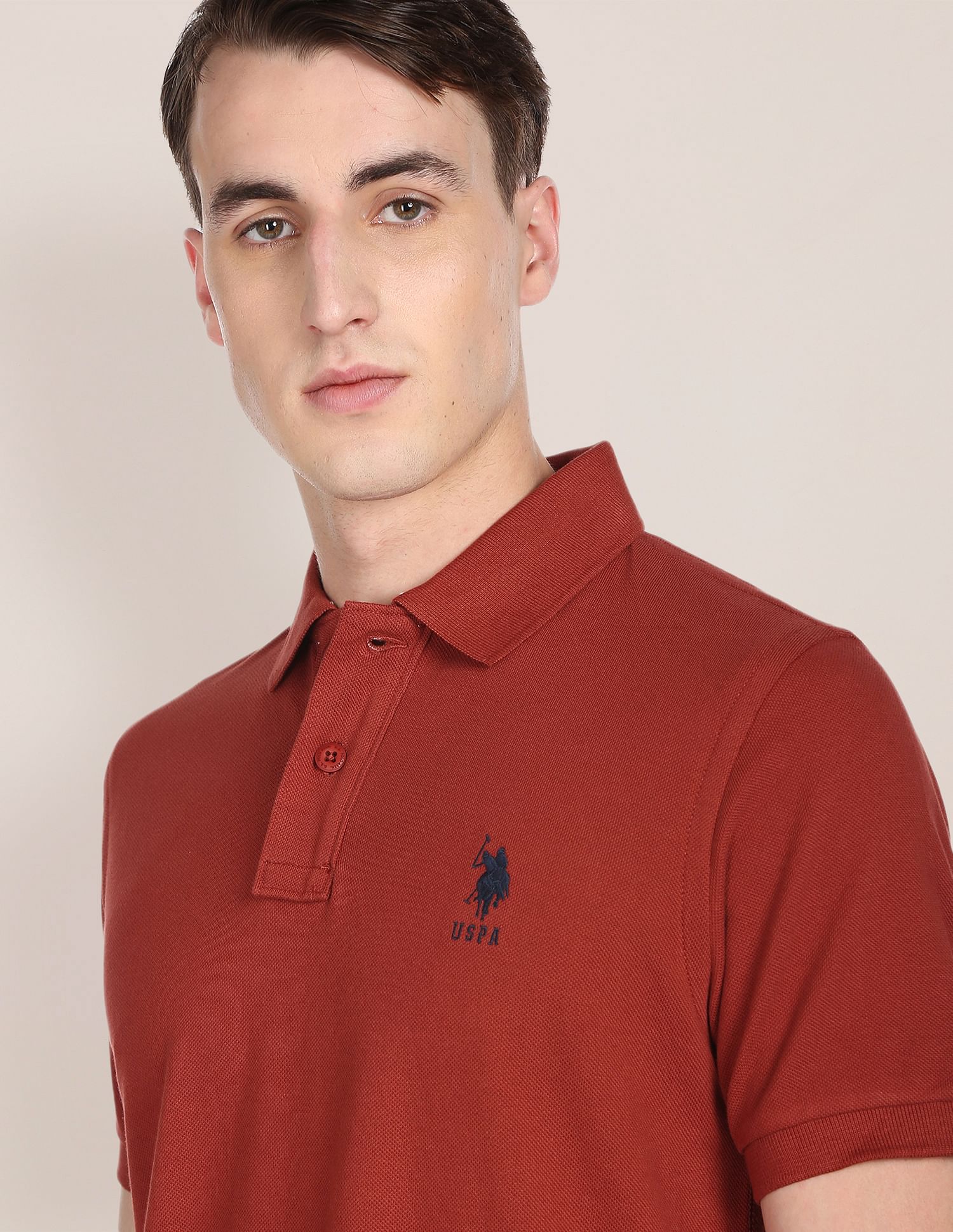Solid Pure Cotton Polo Shirt Rust - U.S. POLO ASSN. | Large