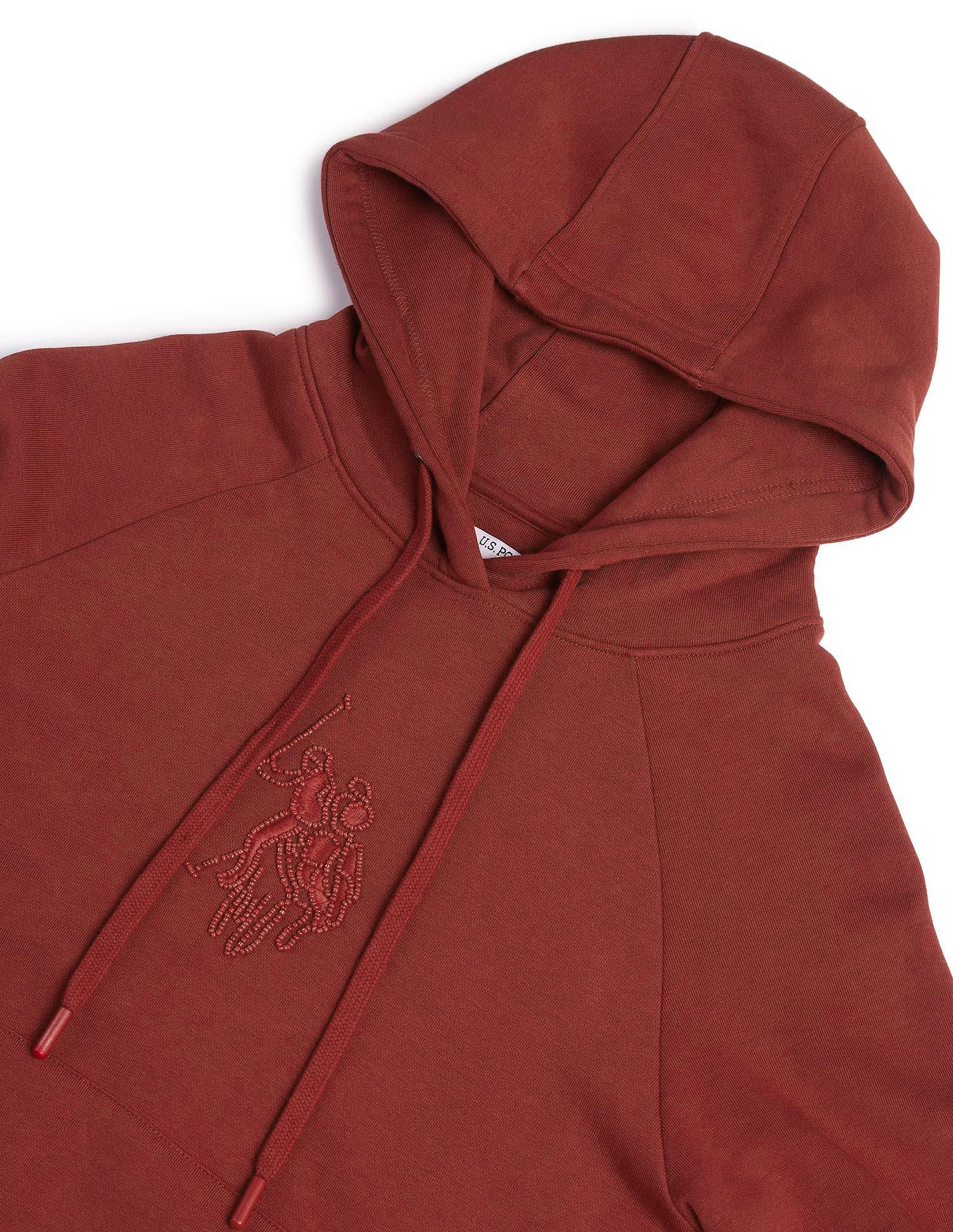 Embroidered Logo Hooded Sweatshirt Rust - U.S. Polo Assn. India | Large