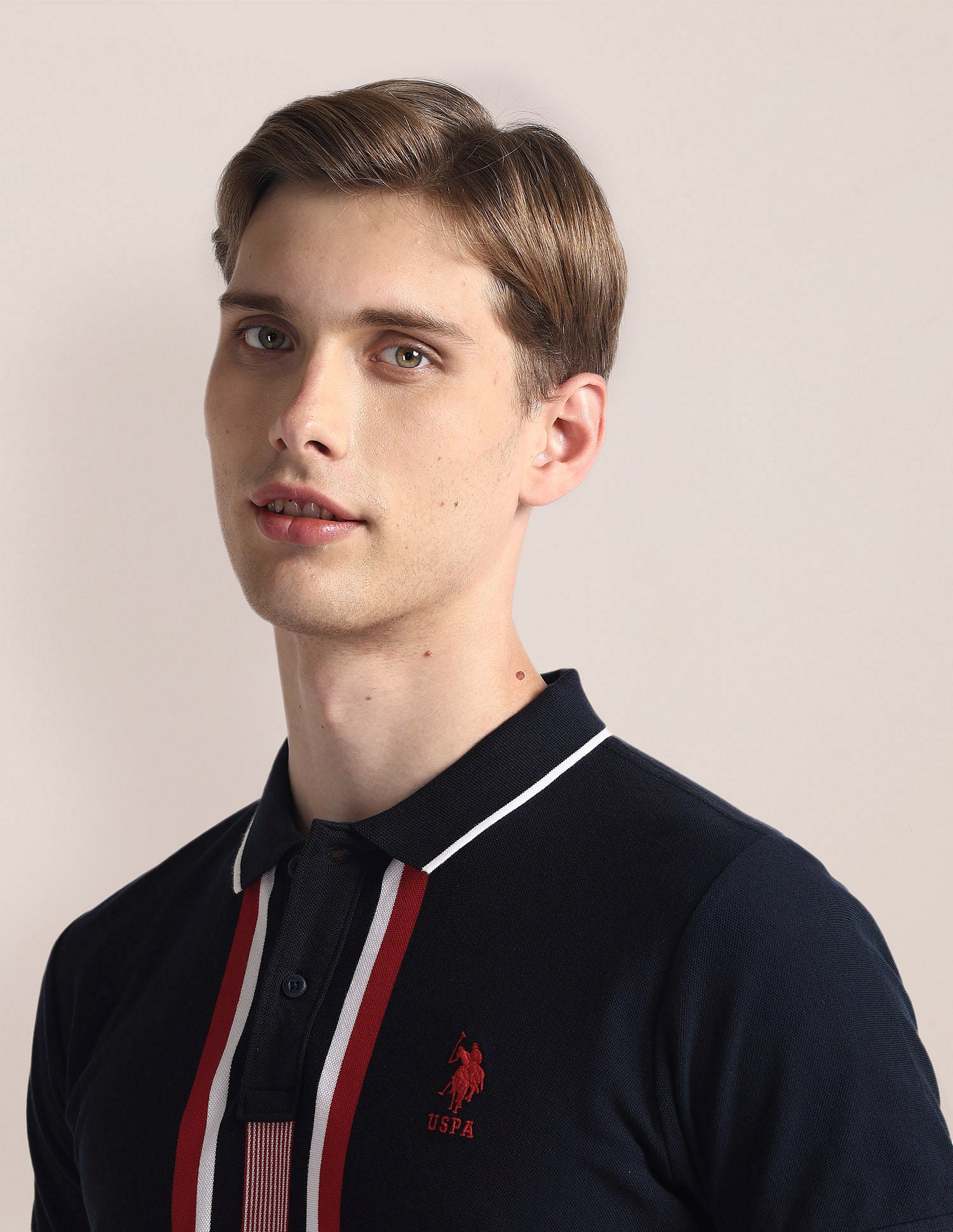 Vertical Stripe Pique Polo Shirt Navy - U.S. Polo Assn. India | Large