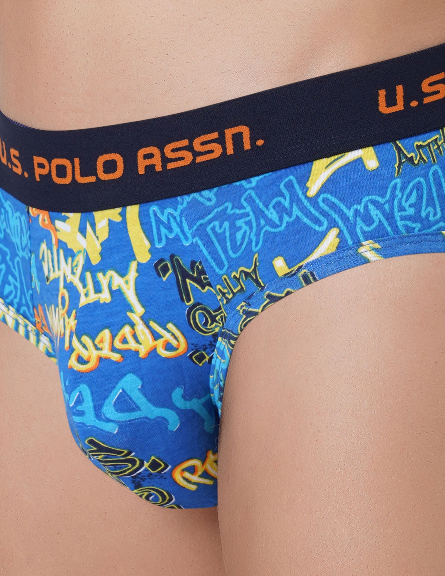 Brushed Elastic Cotton Stretch IYAJ Briefs - Pack Of 2 Orange and Blue - U.S. POLO ASSN. | Large