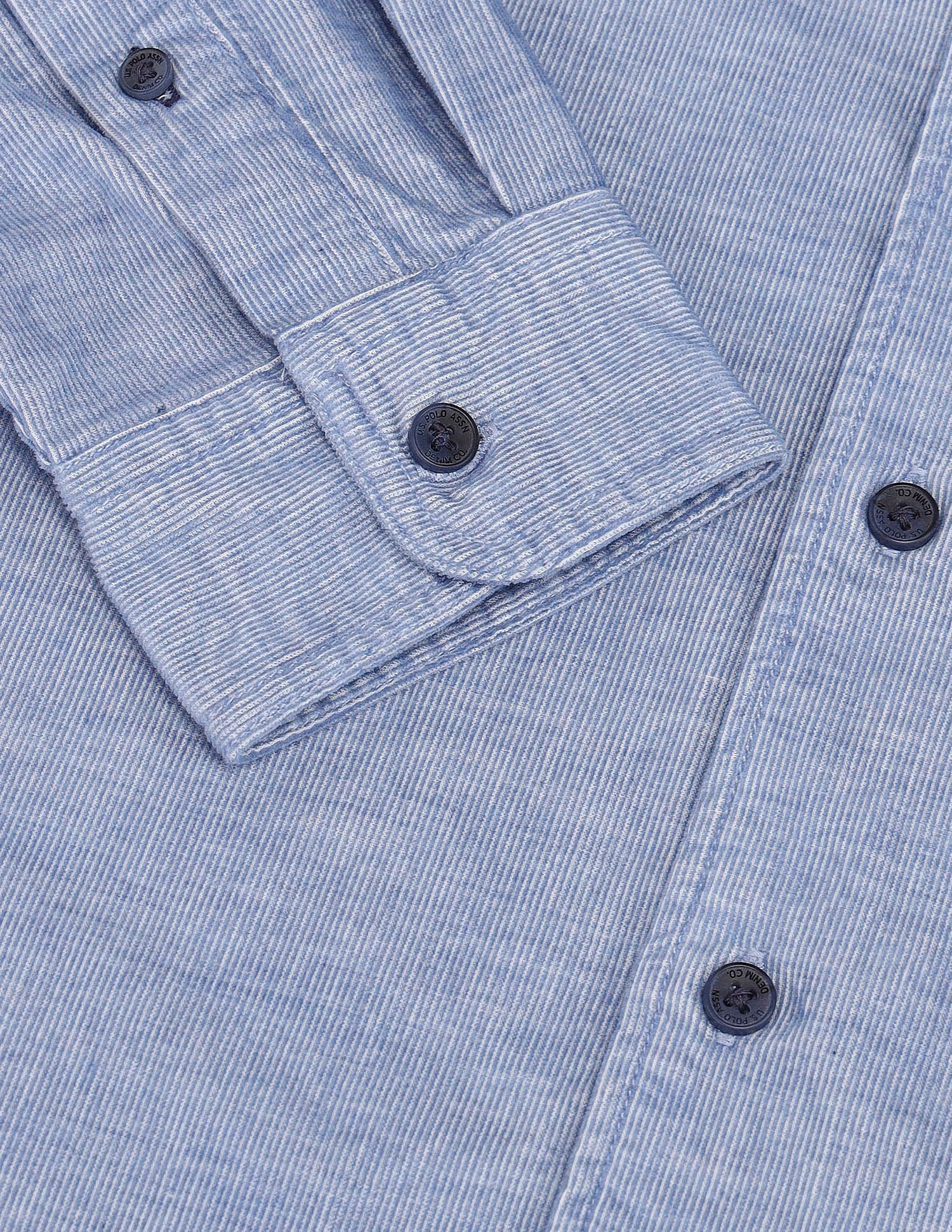 Slim Fit Corduroy Shirt Blue - U.S. Polo Assn. India | Large
