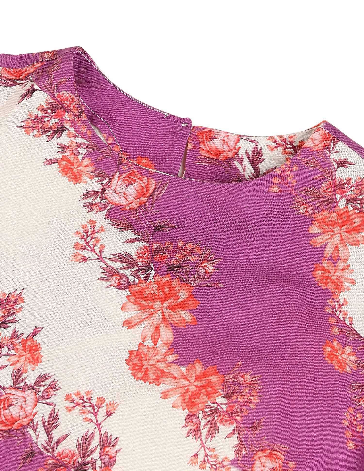 Puff Sleeve Floral Printed Dress Multi-colour - U.S. POLO ASSN. | Large