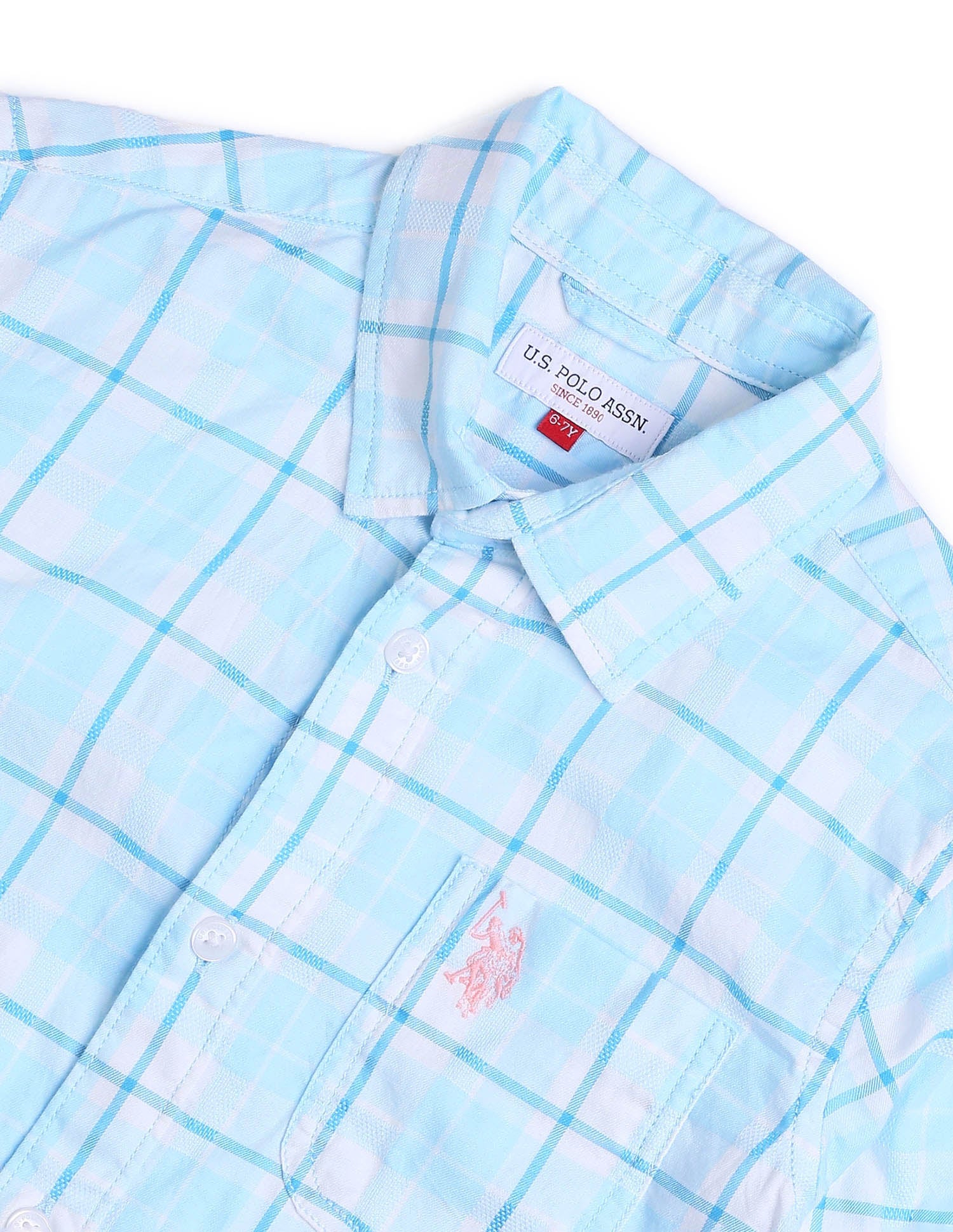 Boys Tartan Checked Regular Fit Shirt Blue - U.S. POLO ASSN. | Large