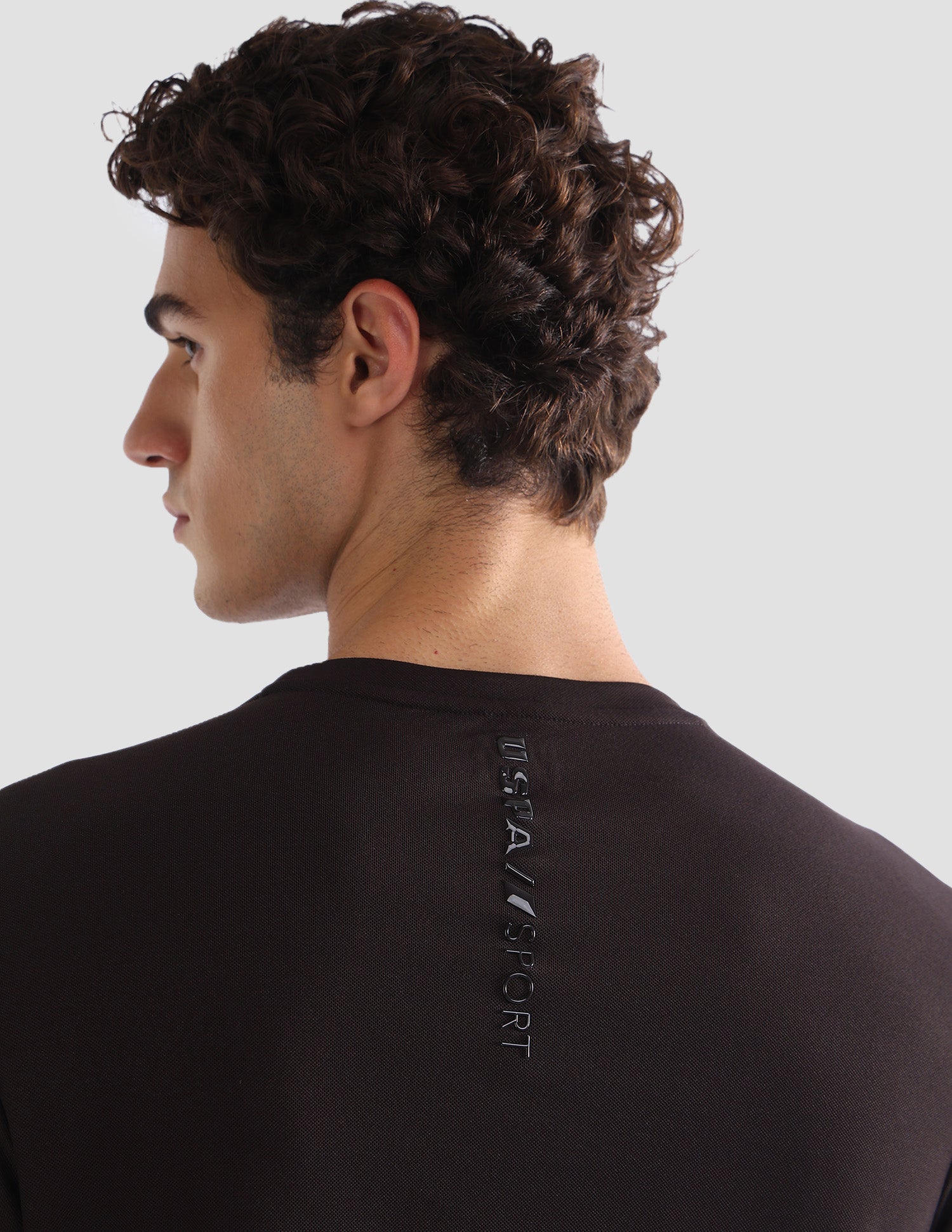 Solid Slim Fit Active T-Shirt Dark Brown - U.S. Polo Assn. India | Large