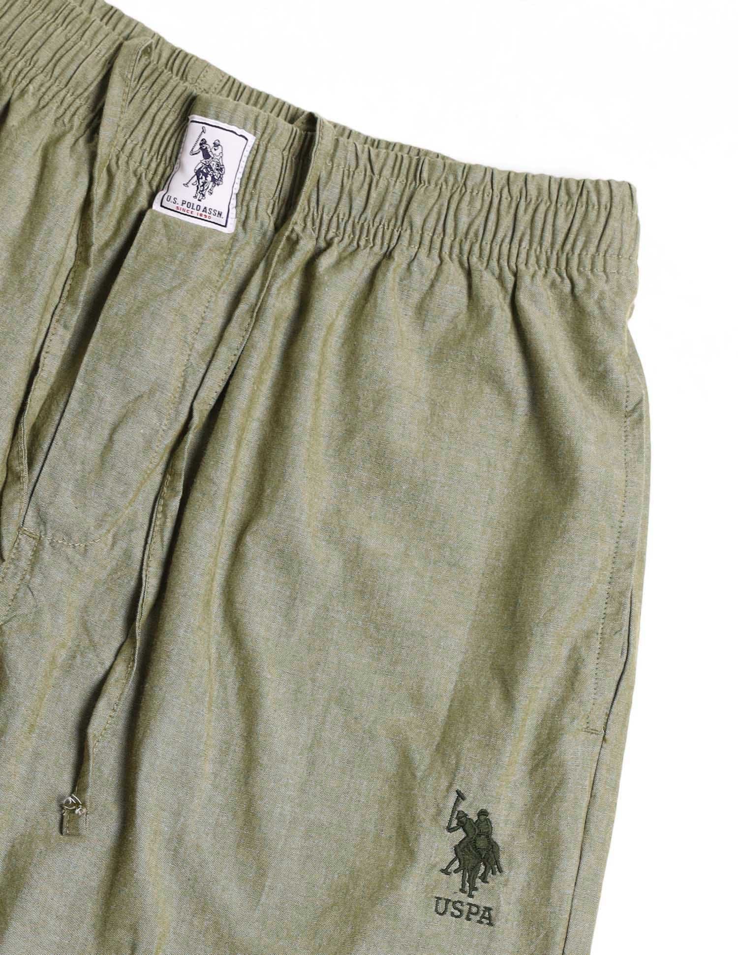 Heathered Pure Cotton I658 Lounge Pants - Pack Of 1 Green Chambray - U.S. Polo Assn. India | Large