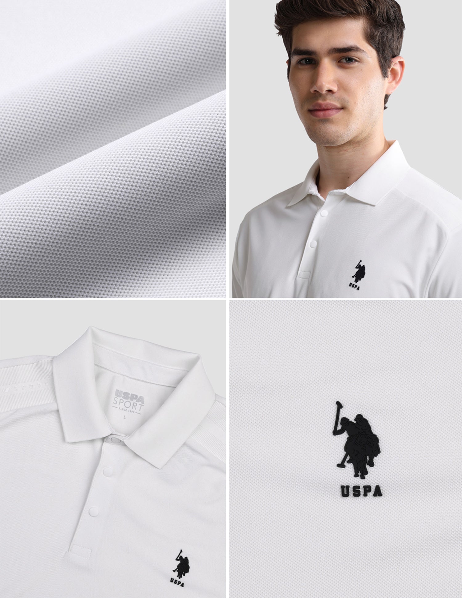 Solid Slim Fit Active Polo Shirt White - U.S. Polo Assn. India | Large
